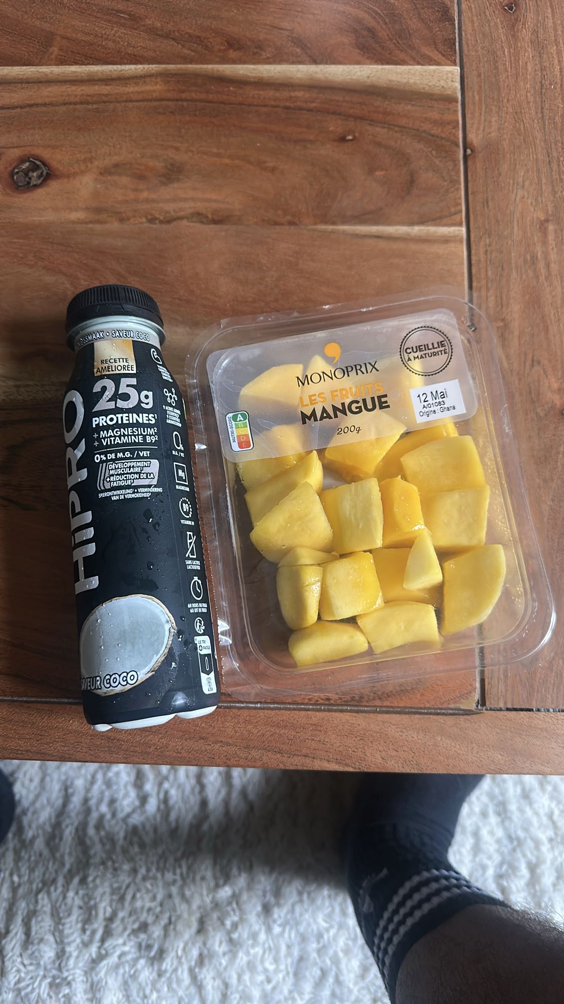 Mangue et boisson protéinée