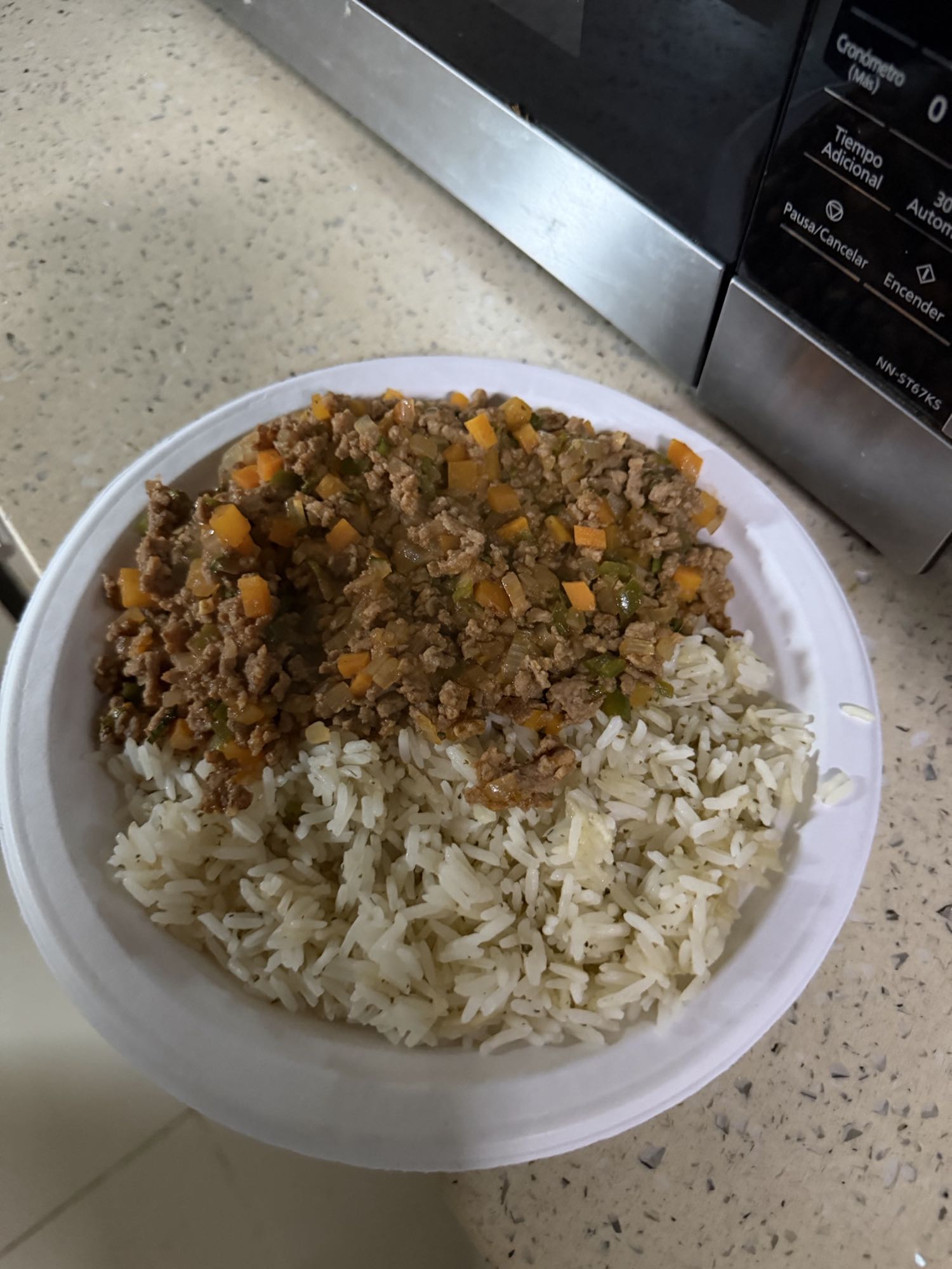 Arroz jazmín con carne molida magra