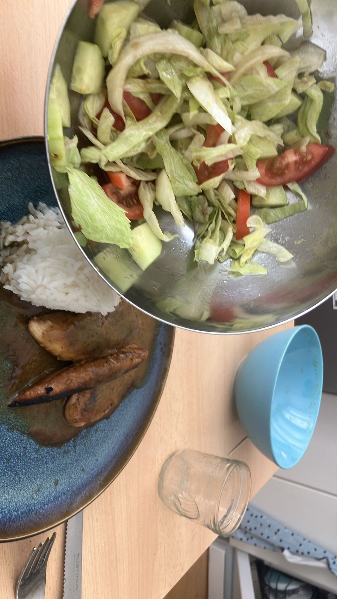 Arroz frango e salada