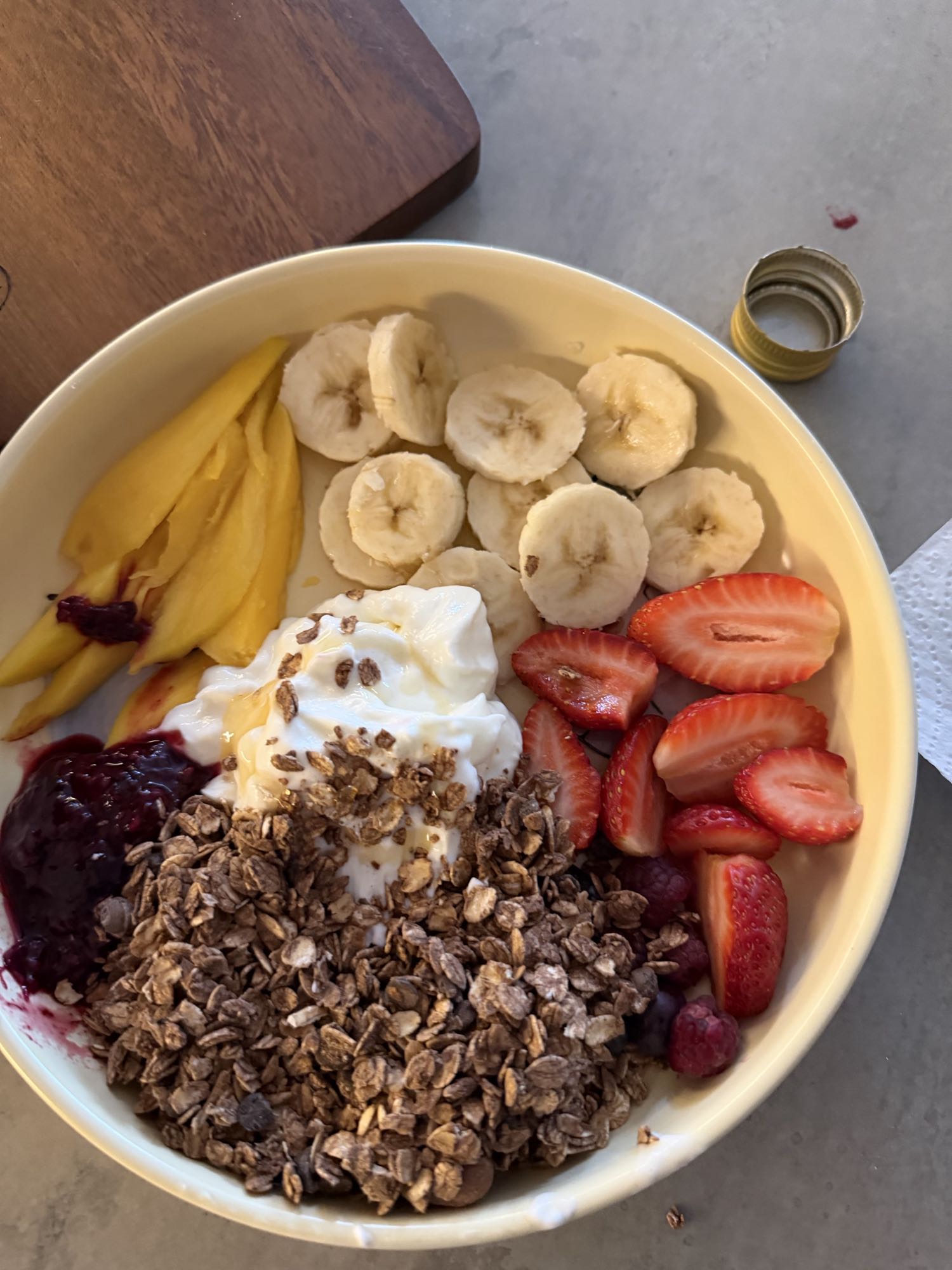 bol de yogur con fruta