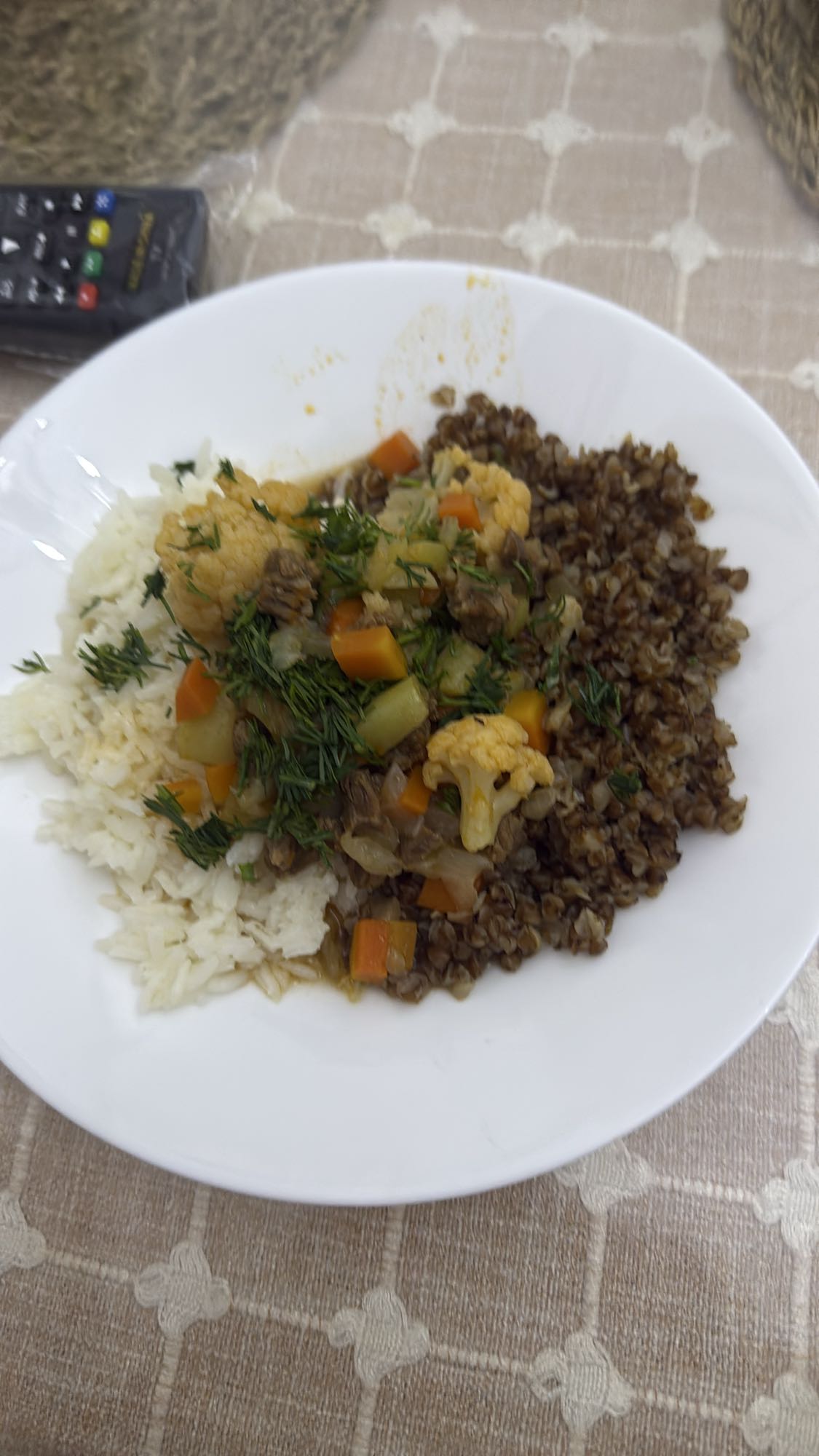 Гречка с рисом и овощами