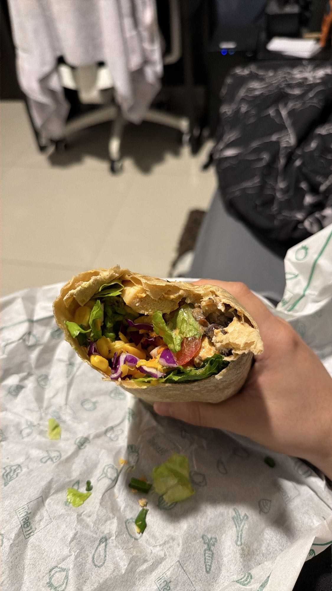 wrap de pollo y verduras