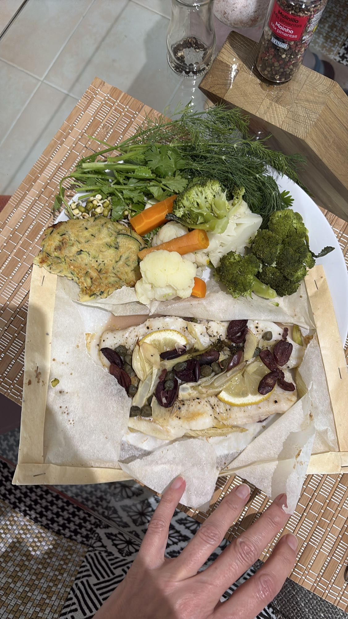 Baked Fish Veg Plate