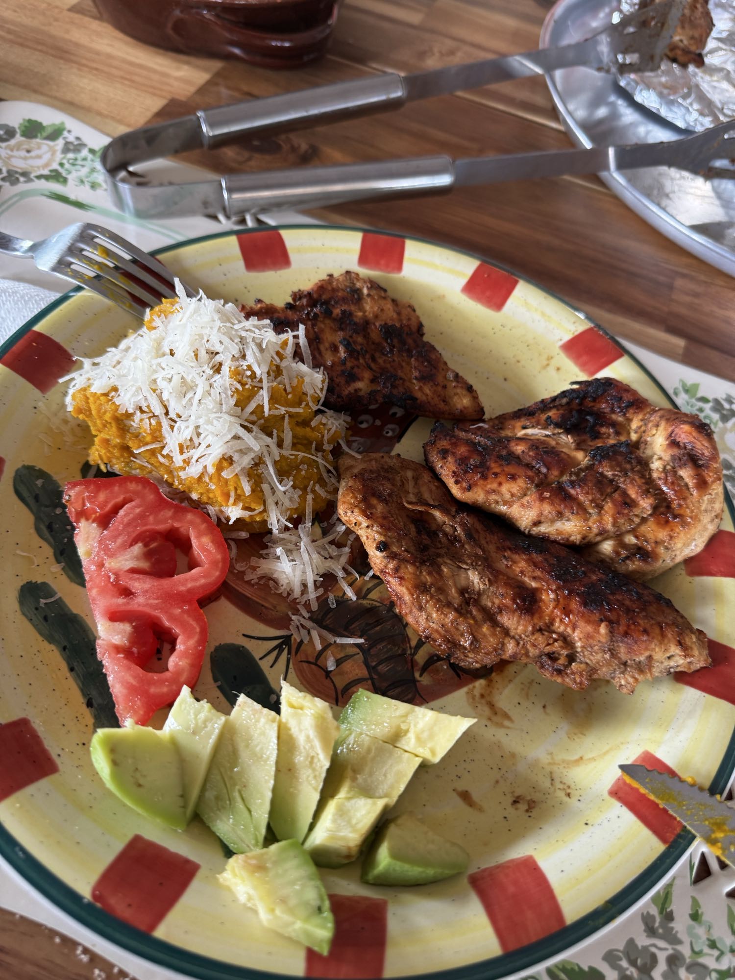 pollo asado con calabaza