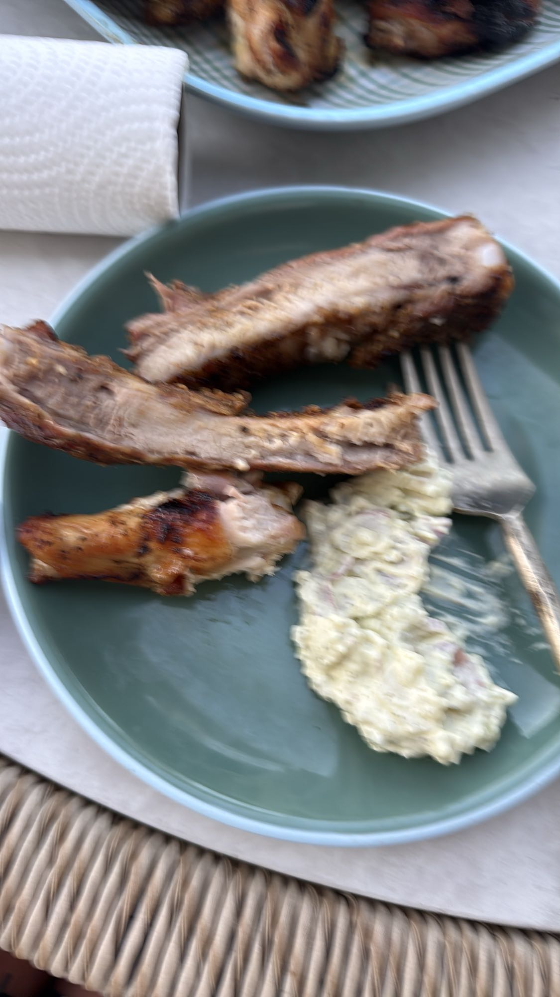 Grilled Ribs and Salad
