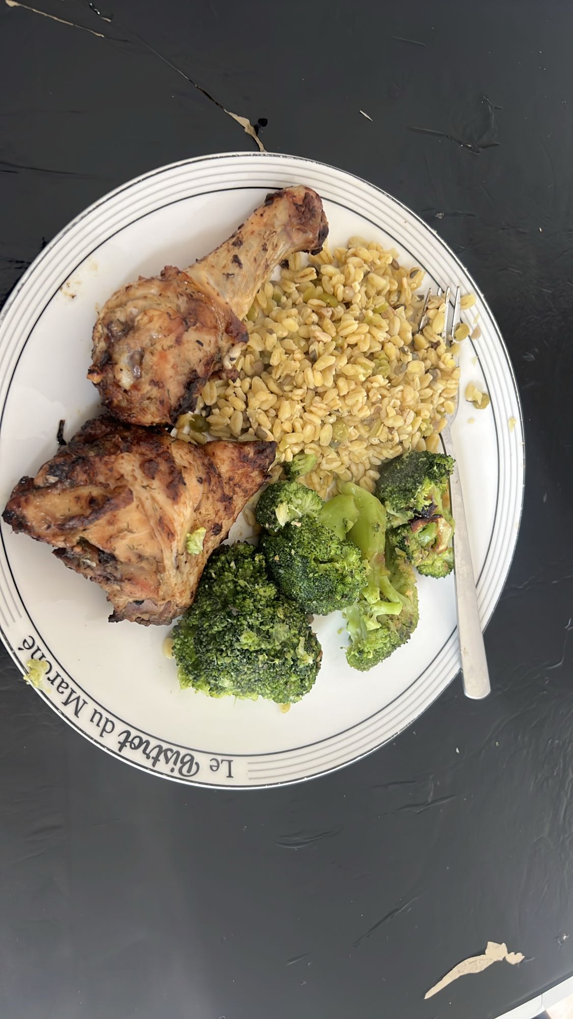 Poulet, blé et brocoli