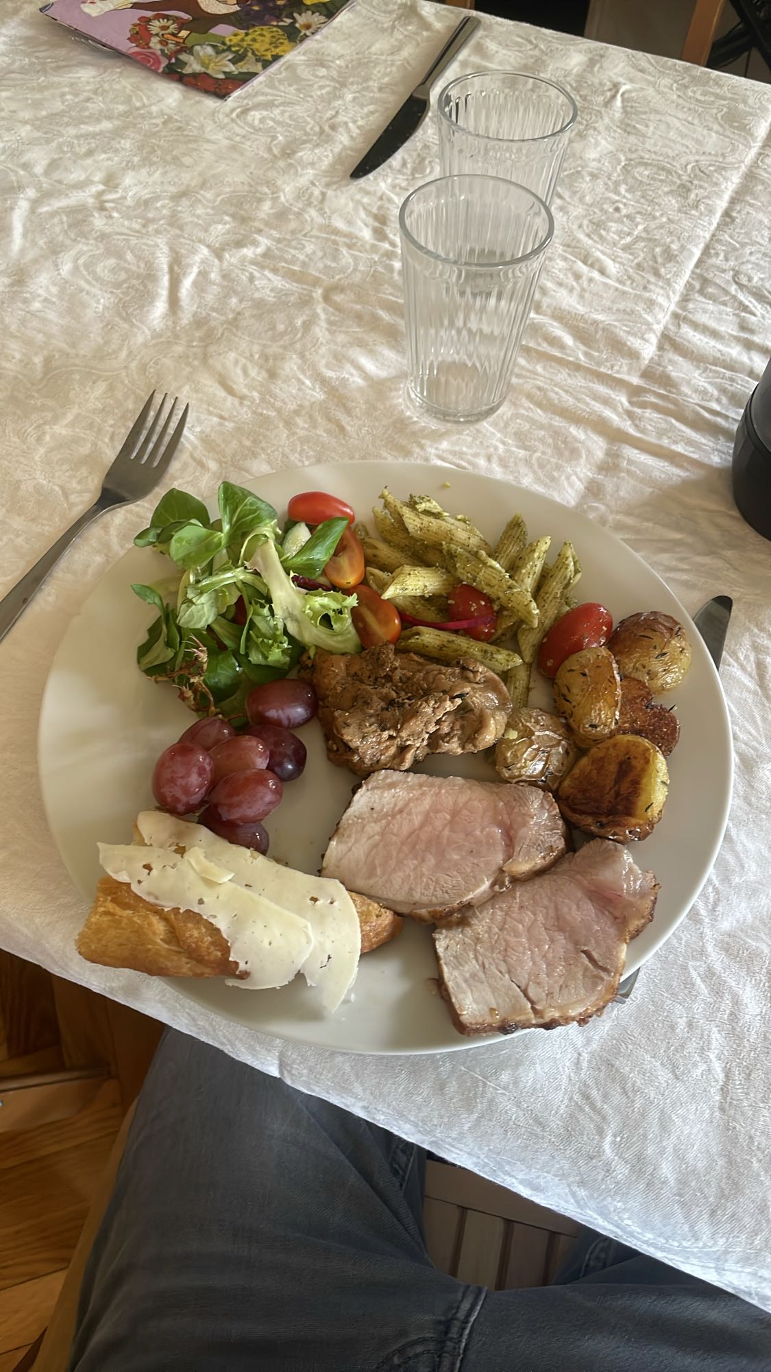Fläsktallrik med pasta