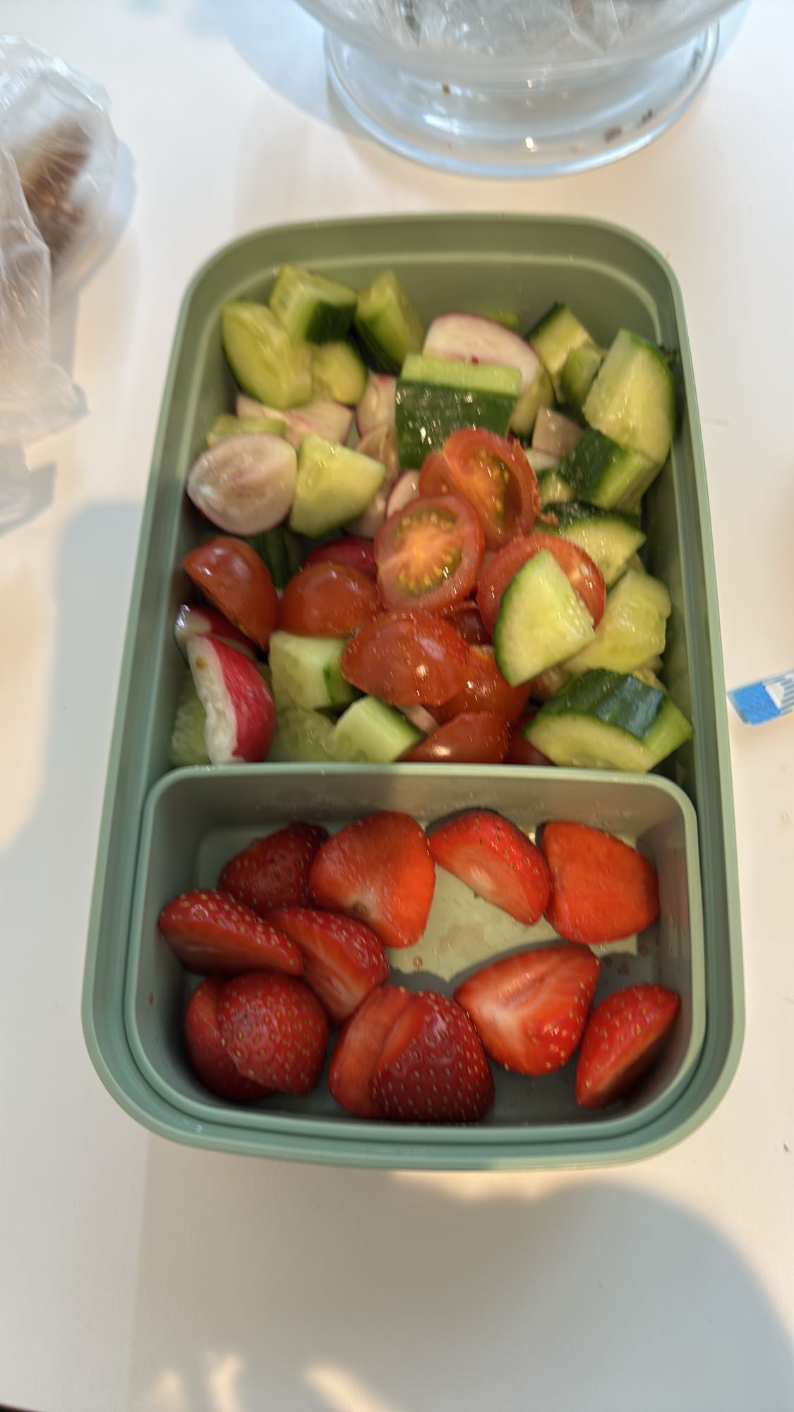 Groente en aardbeien