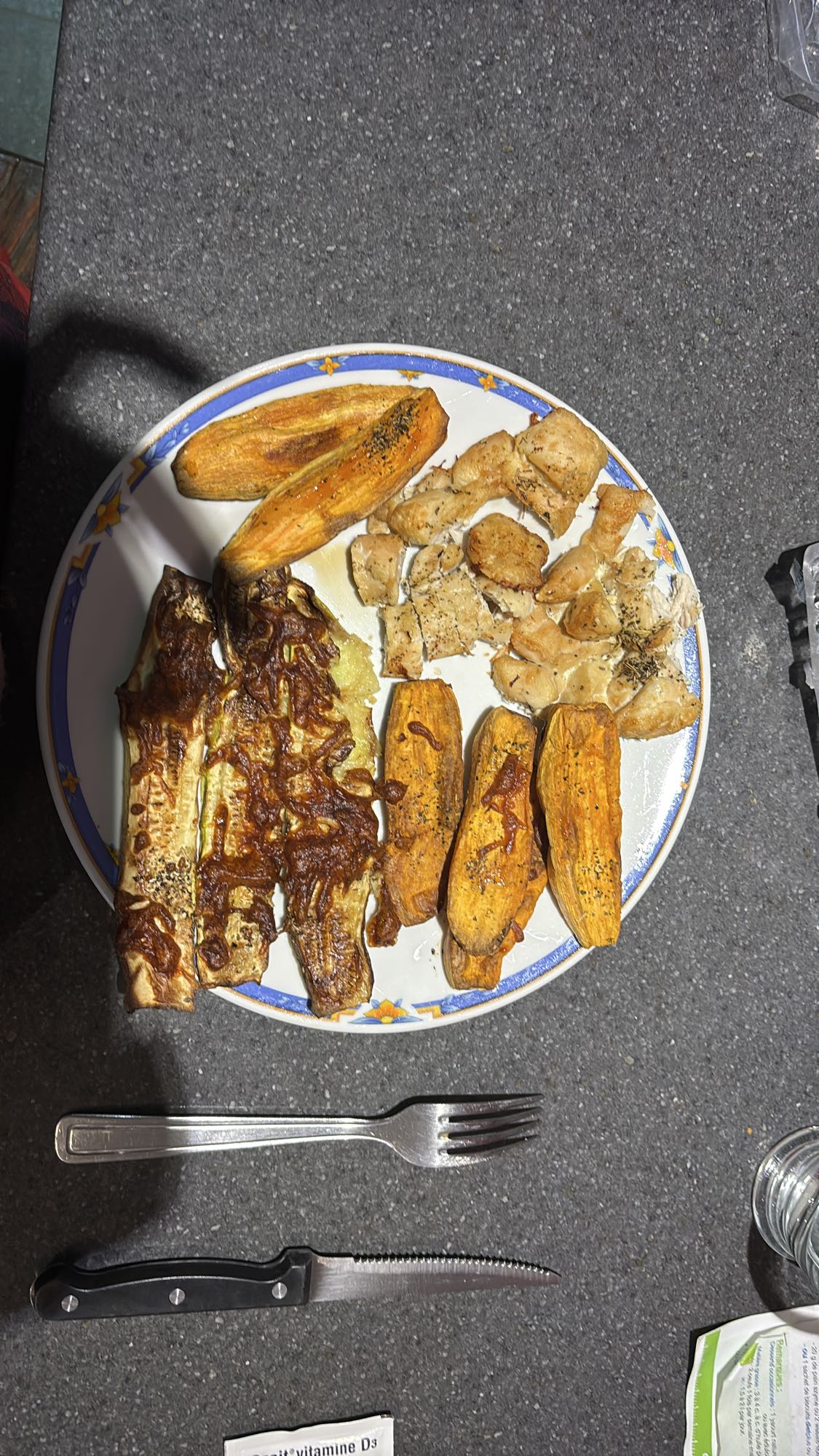 Poulet patate douce courgette