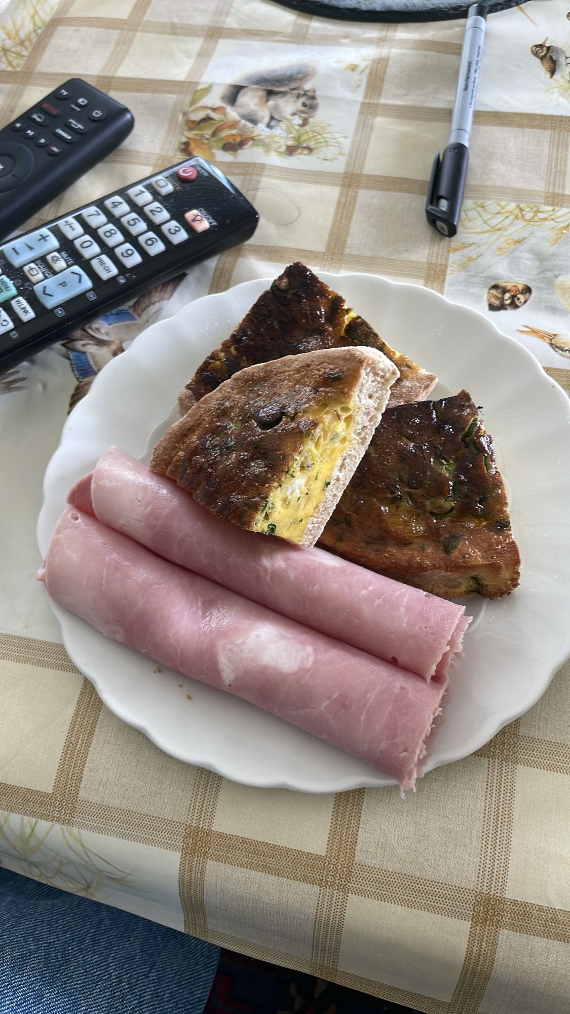 Ham and Egg Bread Plate