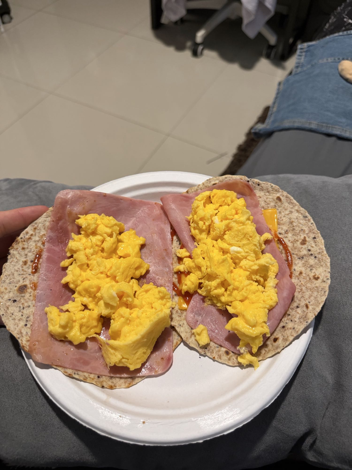 wraps de huevo y jamón
