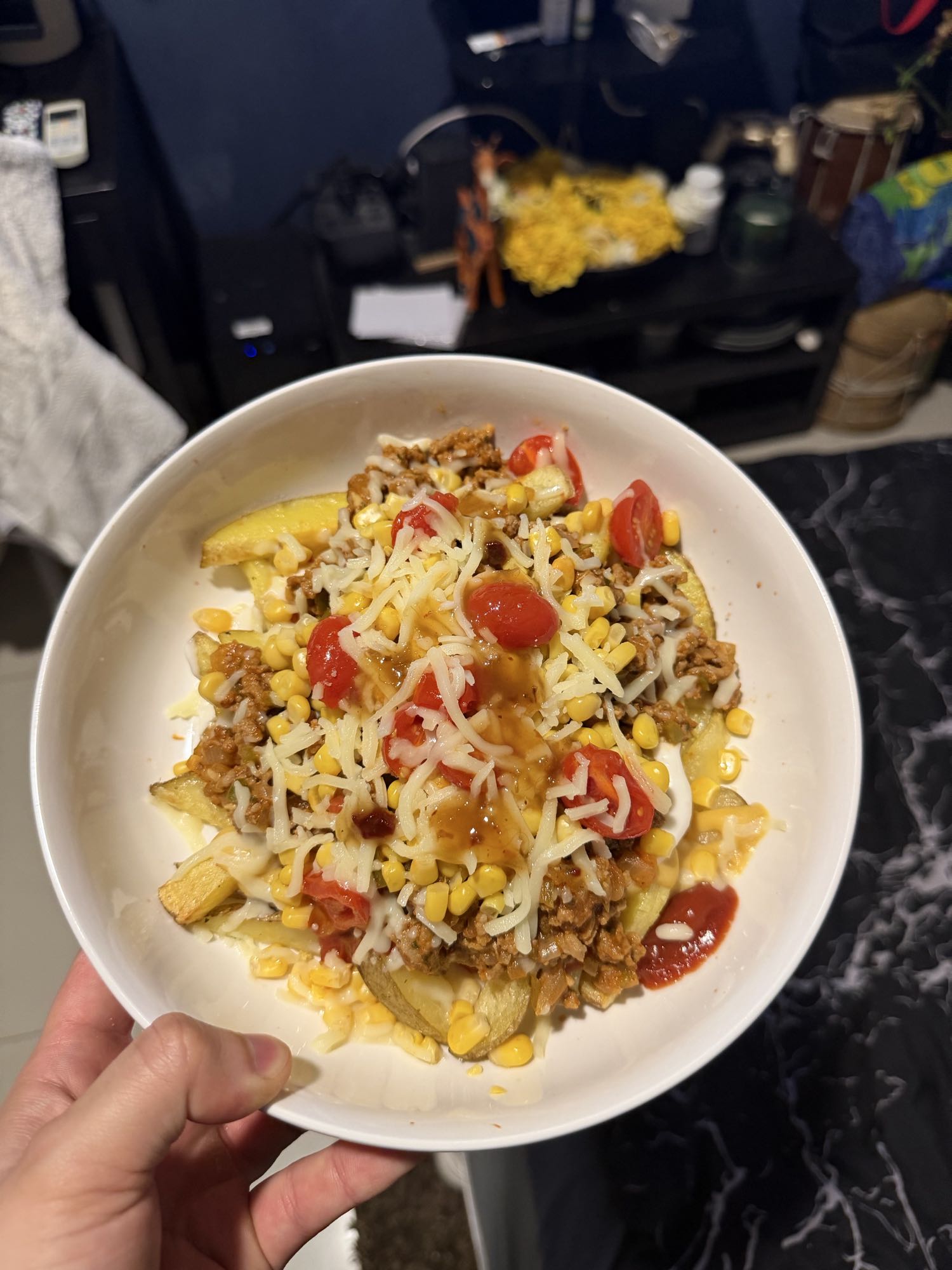 papas con carne y queso