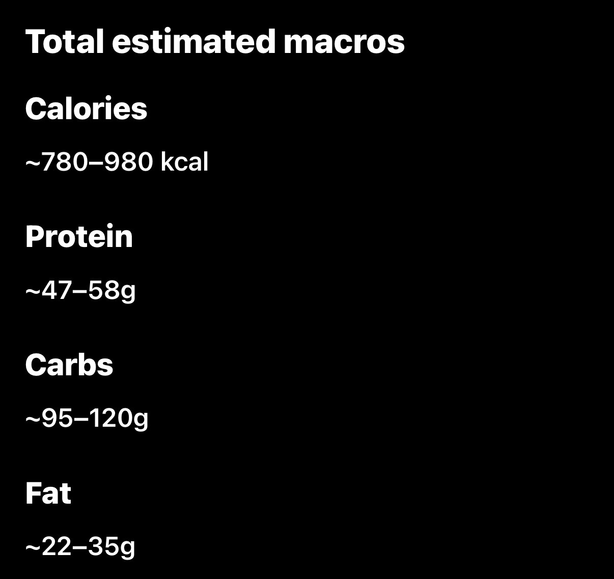 Estimated Macro Meal