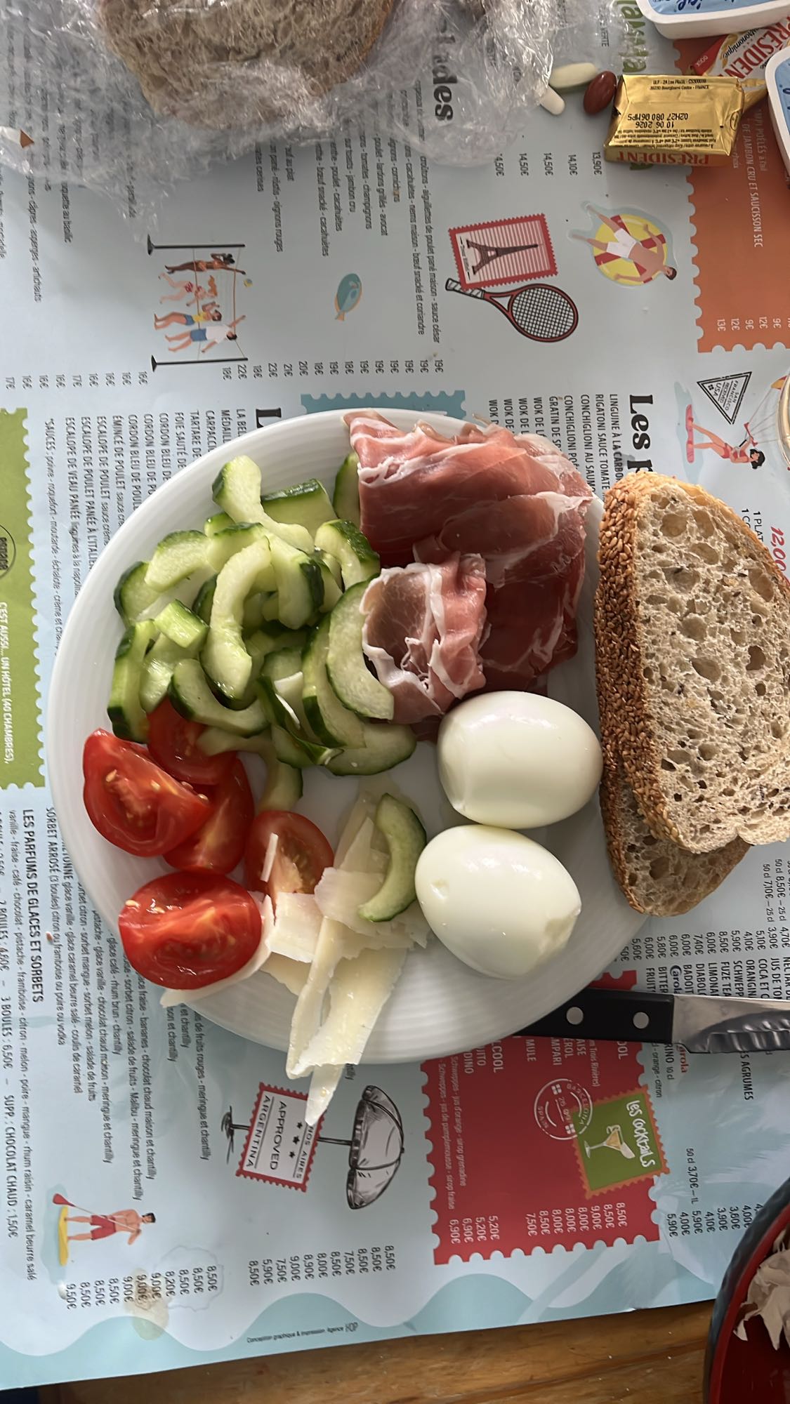 Assiette jambon et oeufs