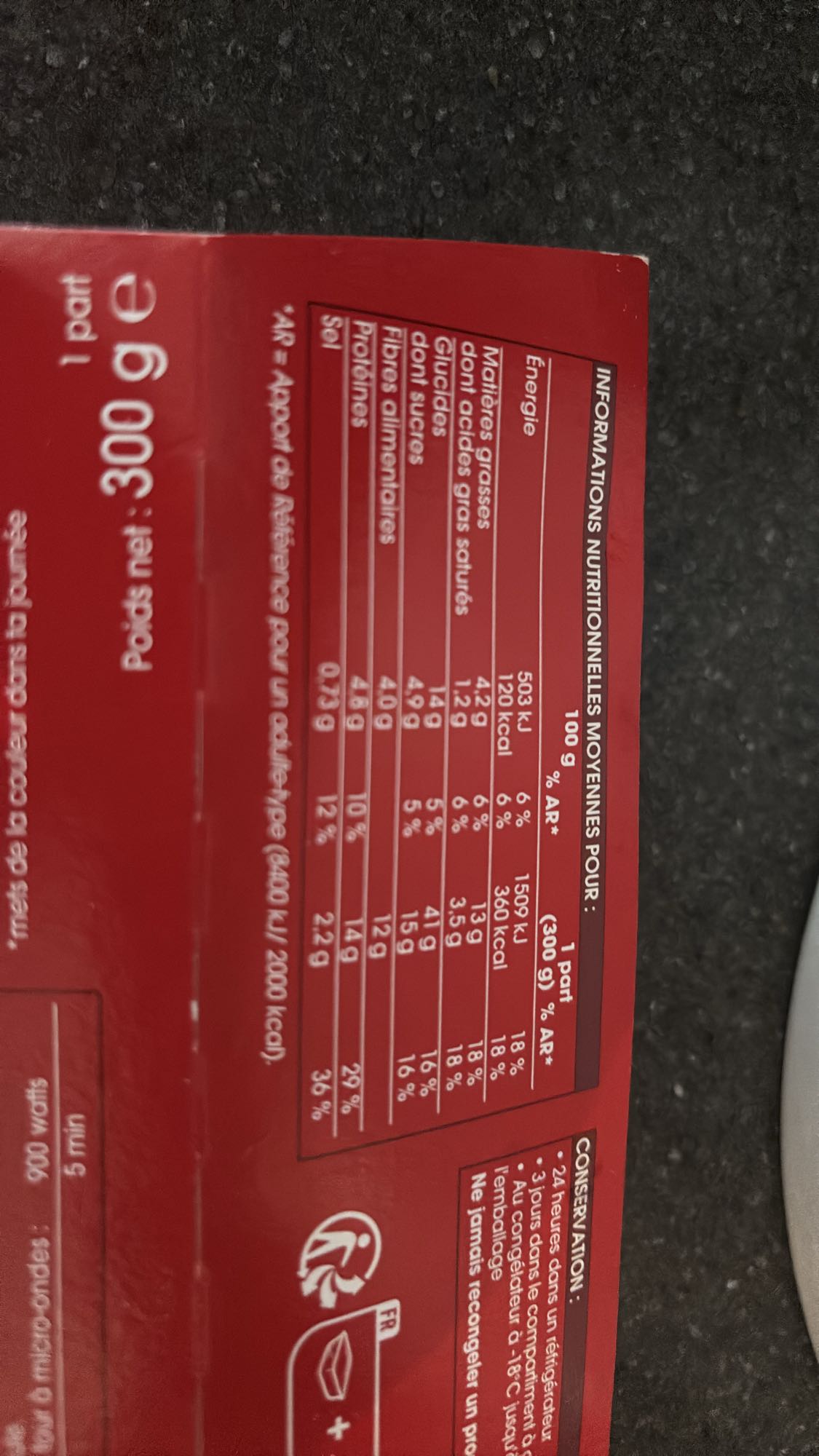 Plat préparé 1 part