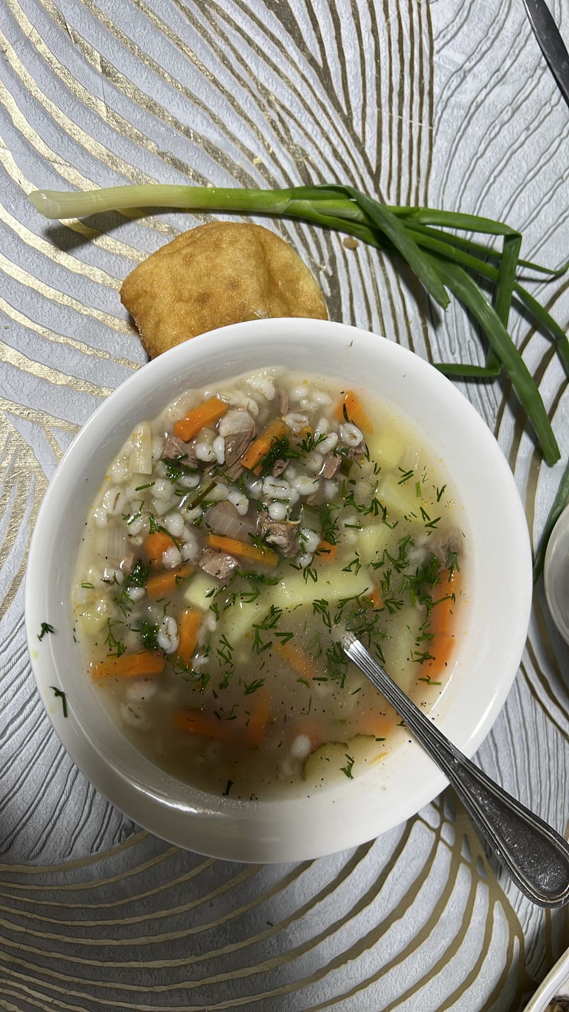 Суп с перловкой и мясом