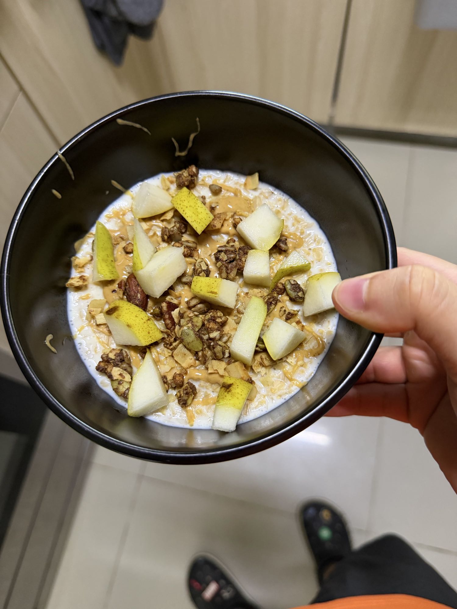 avena integral con pera y granola sin azucar
