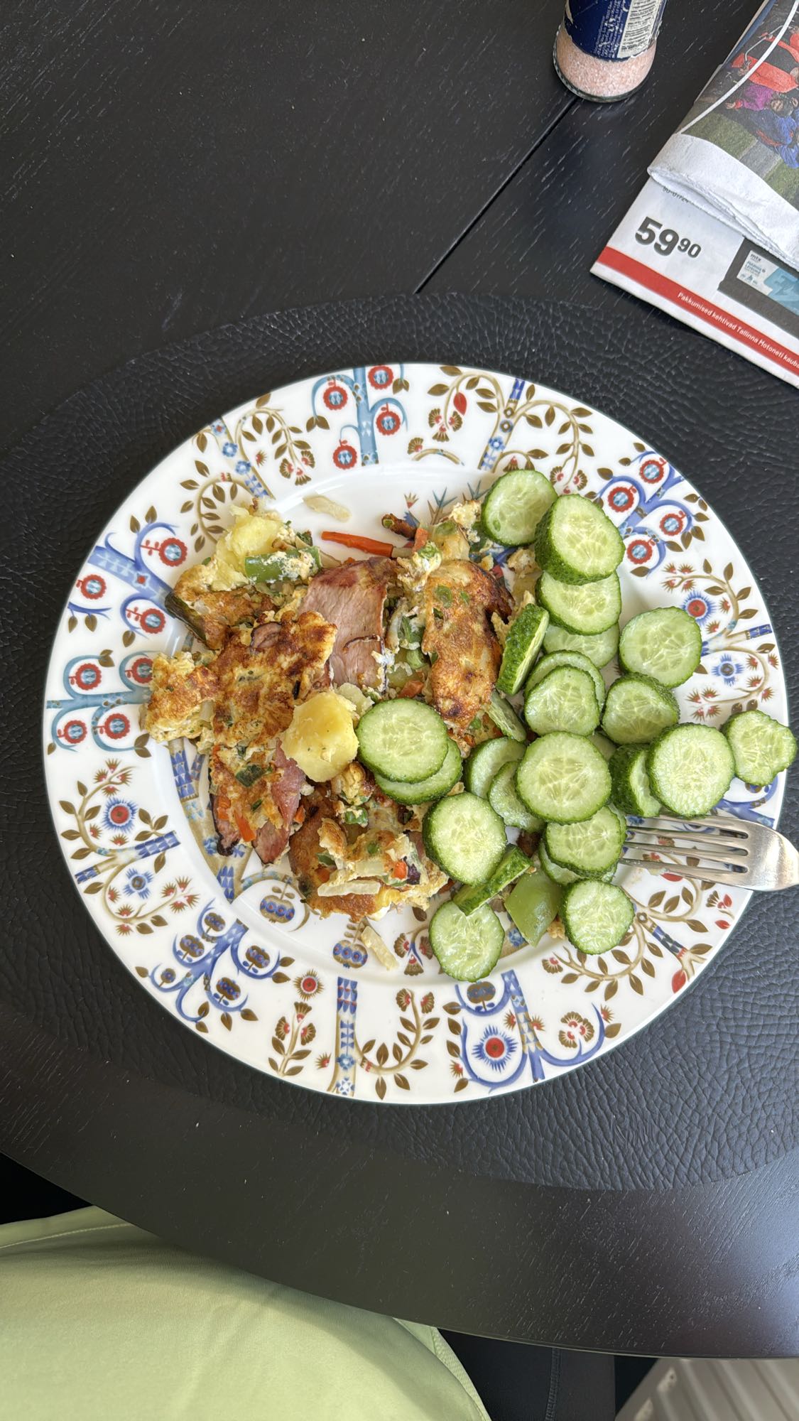 Ham Omelet with Cucumber