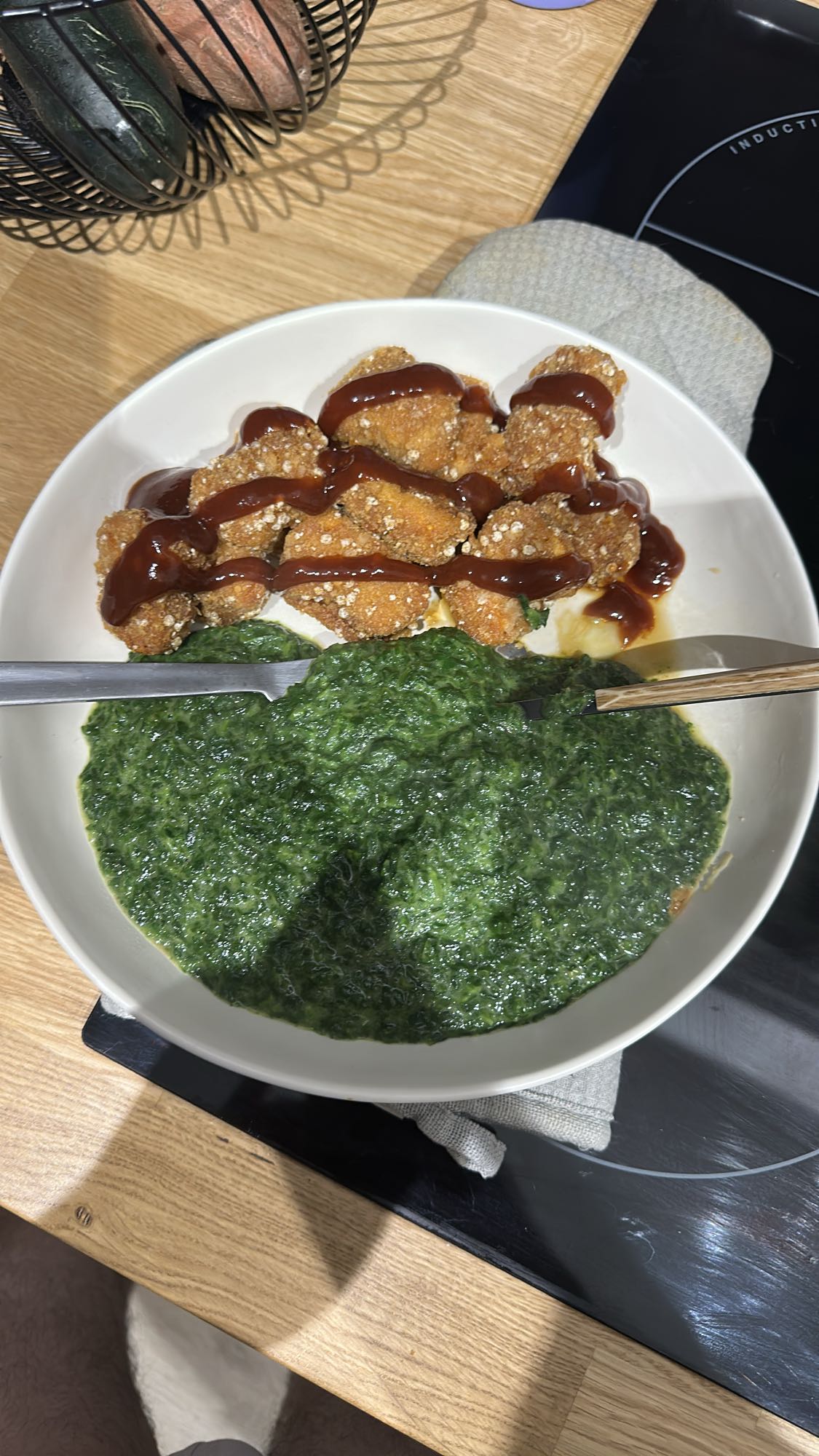 Épinards et nuggets
