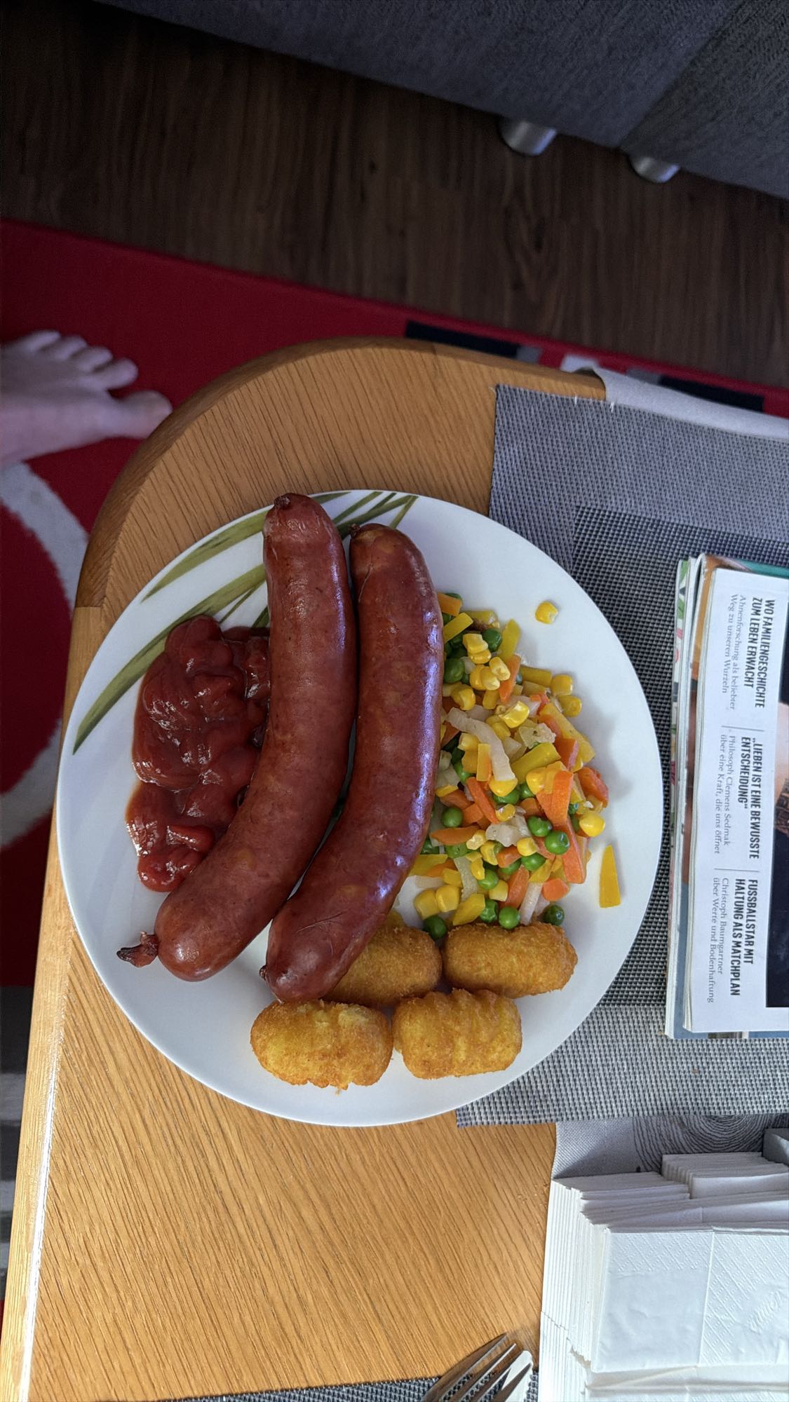 Bratwurst mit Kroketten