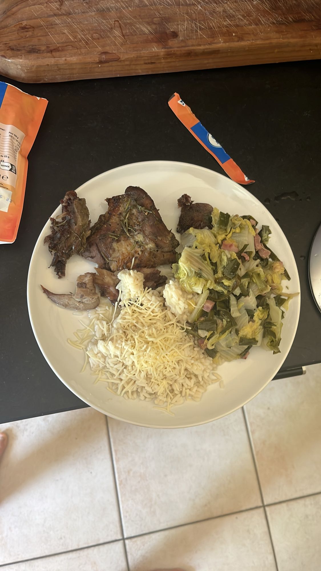 cordero con arroz y col