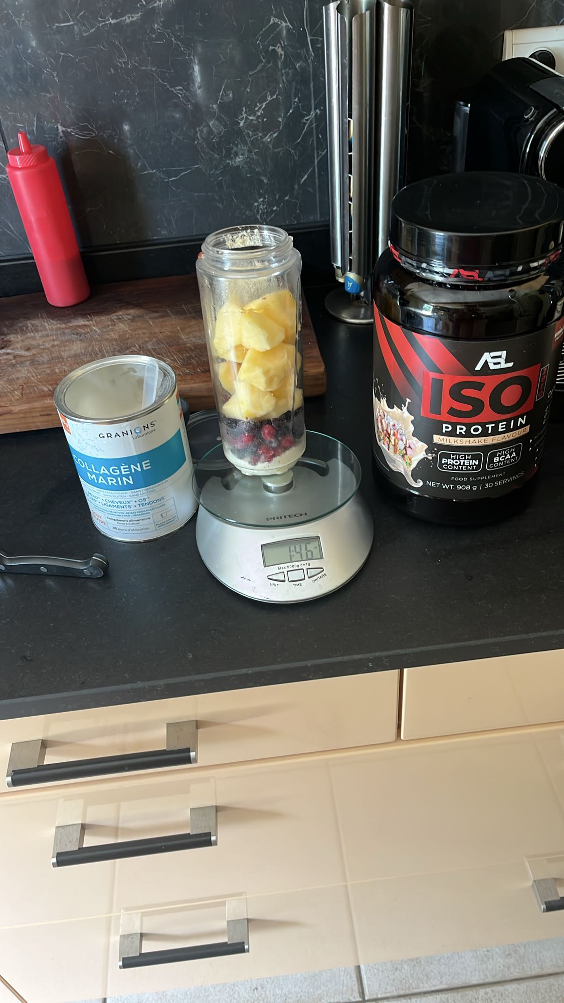 batido proteico tropical con manzana