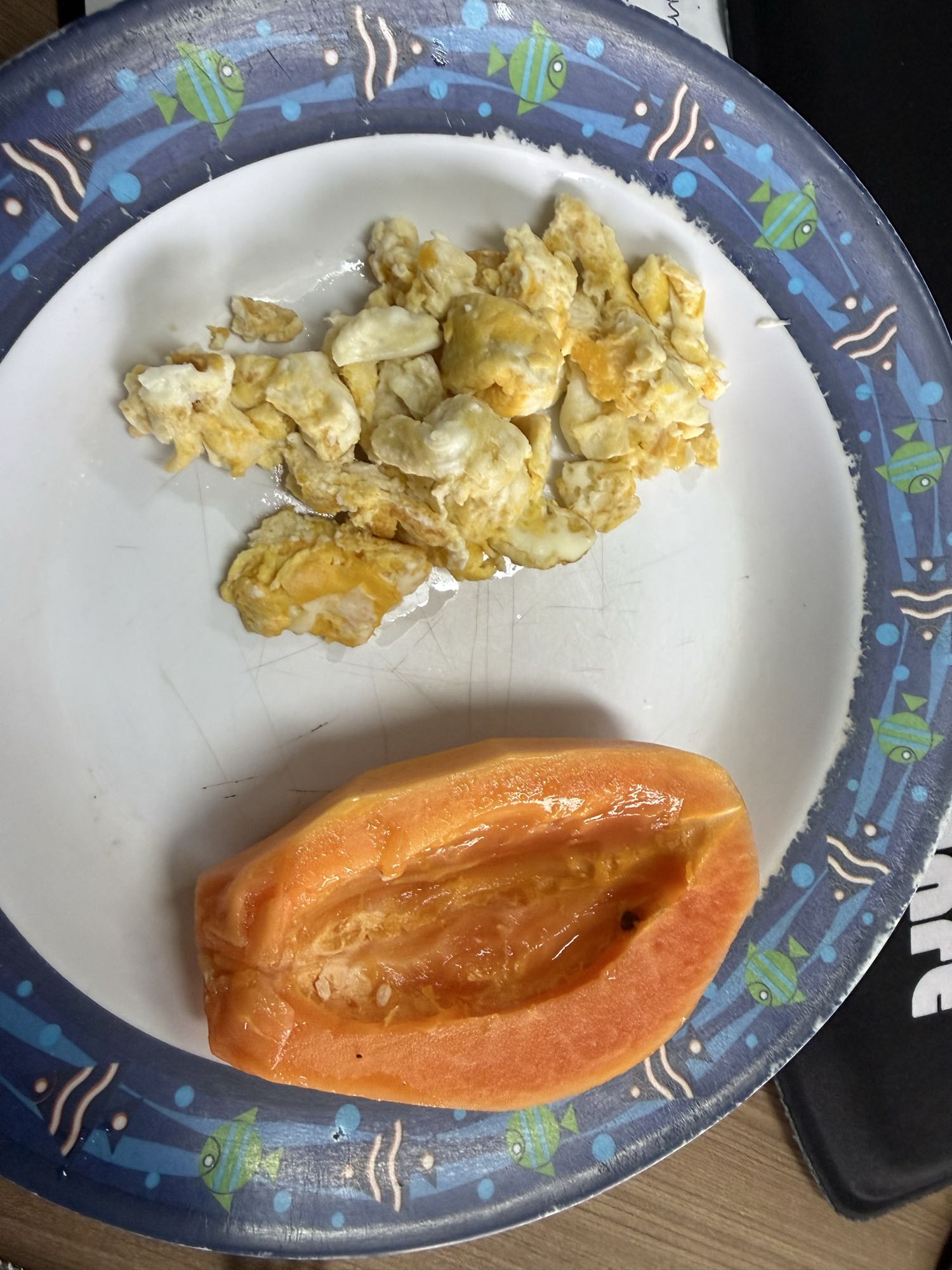 ovos mexidos com mamao