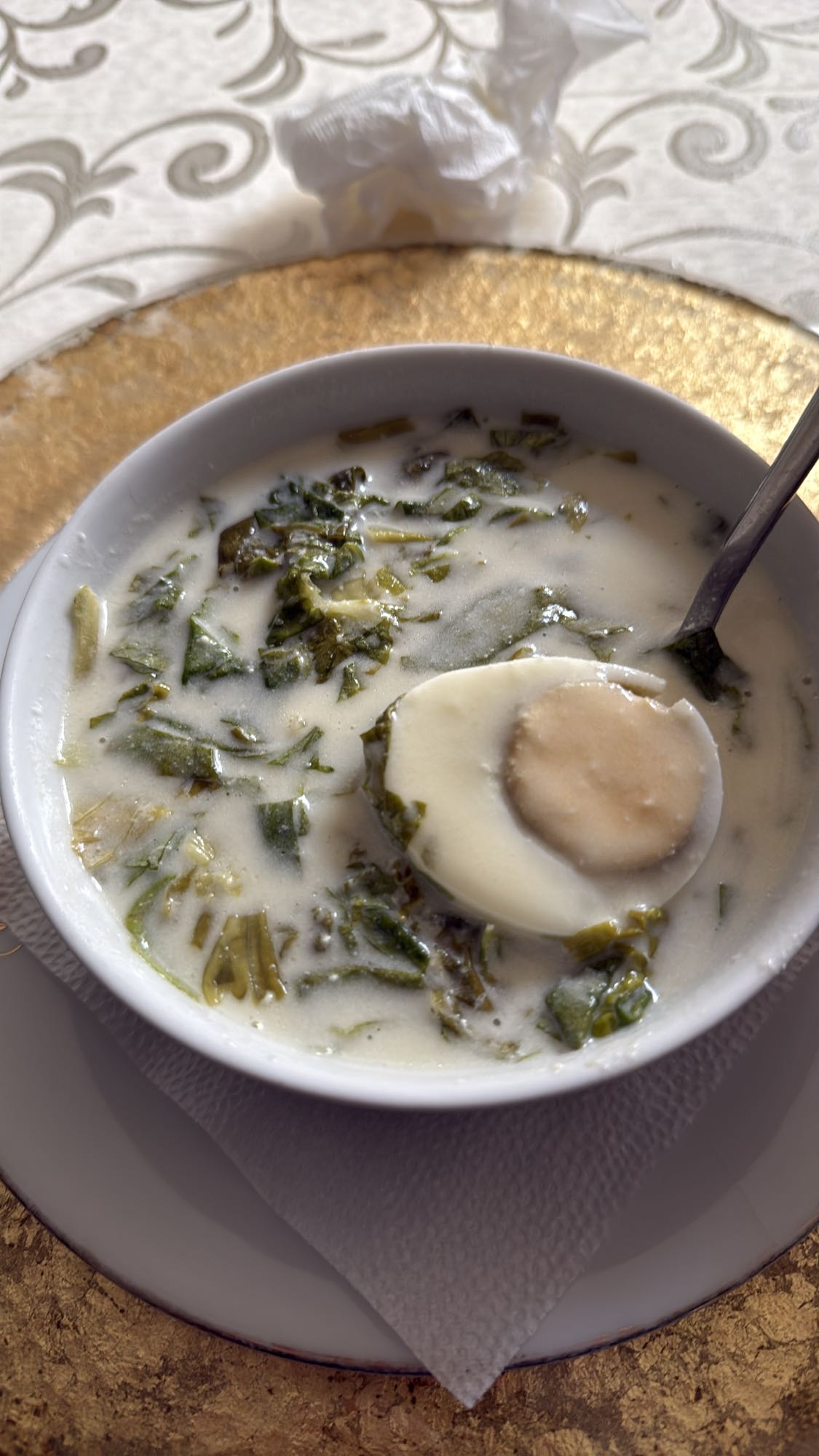 Creamy Greens Egg Soup