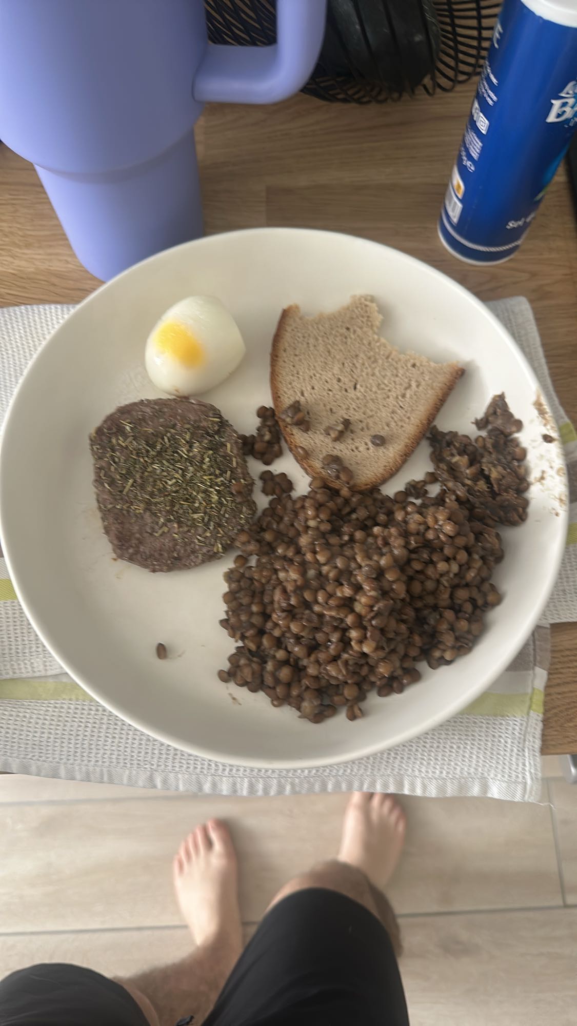 Lentilles steak et oeuf