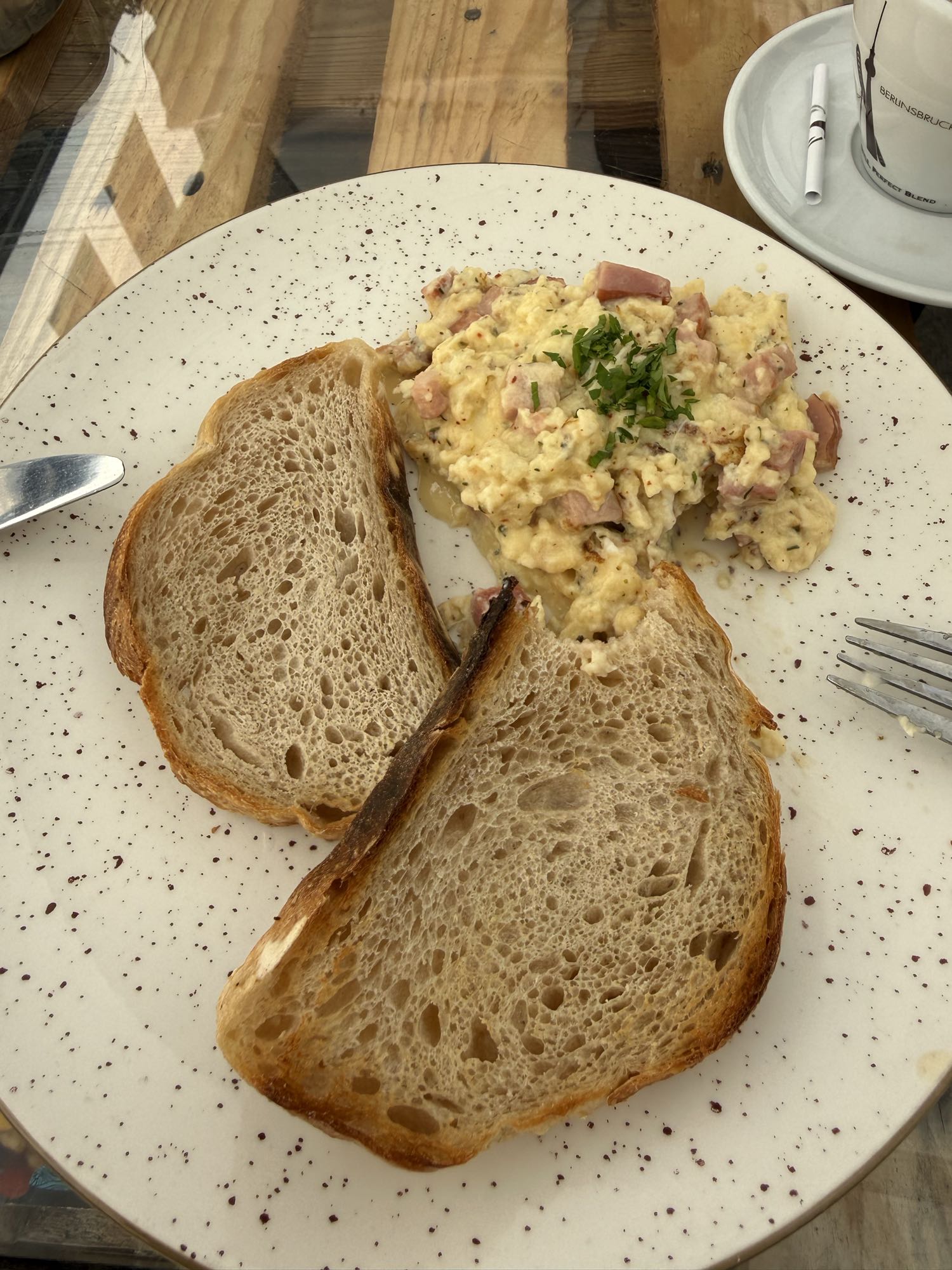 Half Scrambled Eggs and Bread