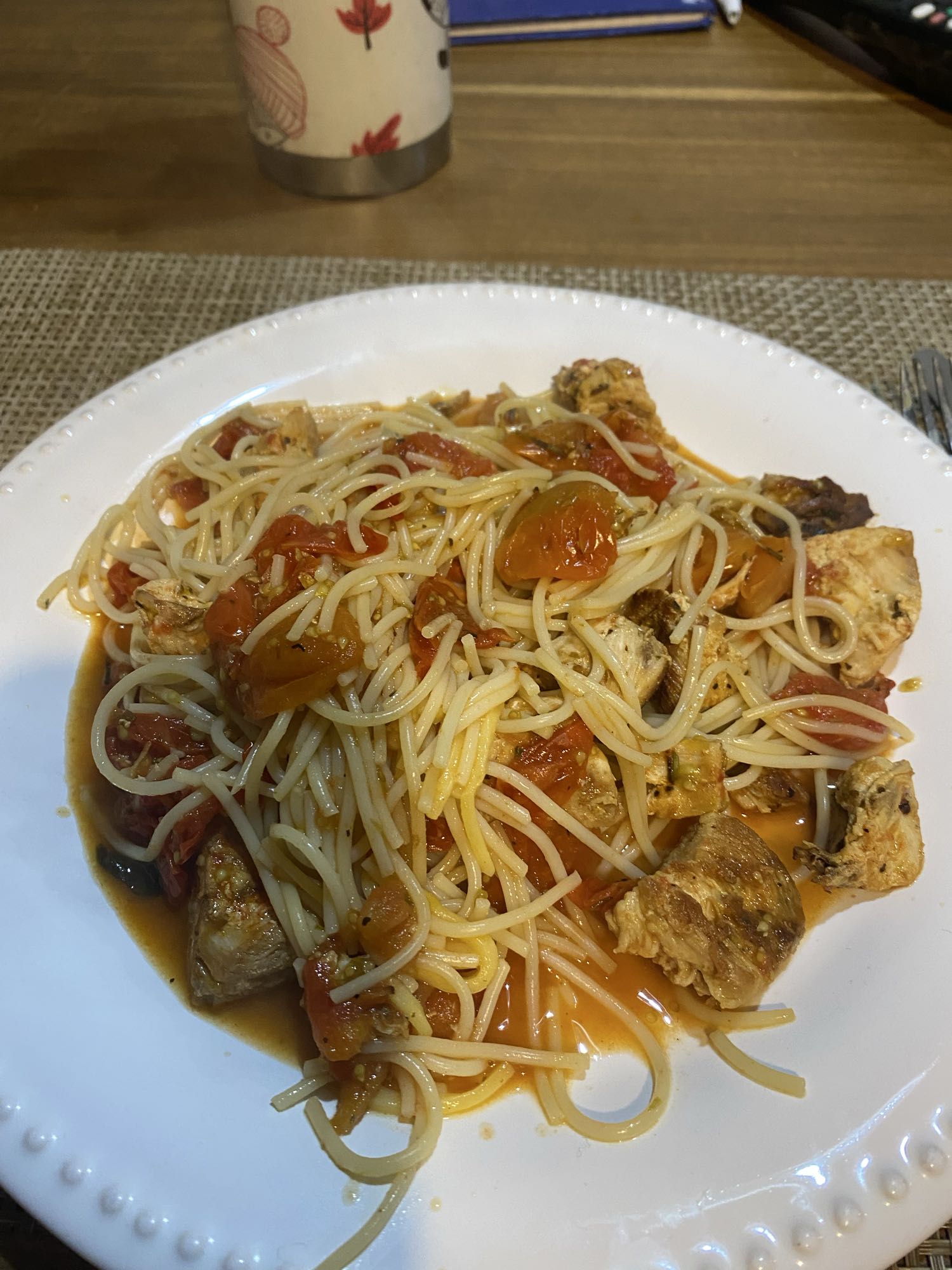 espaguetis con pollo