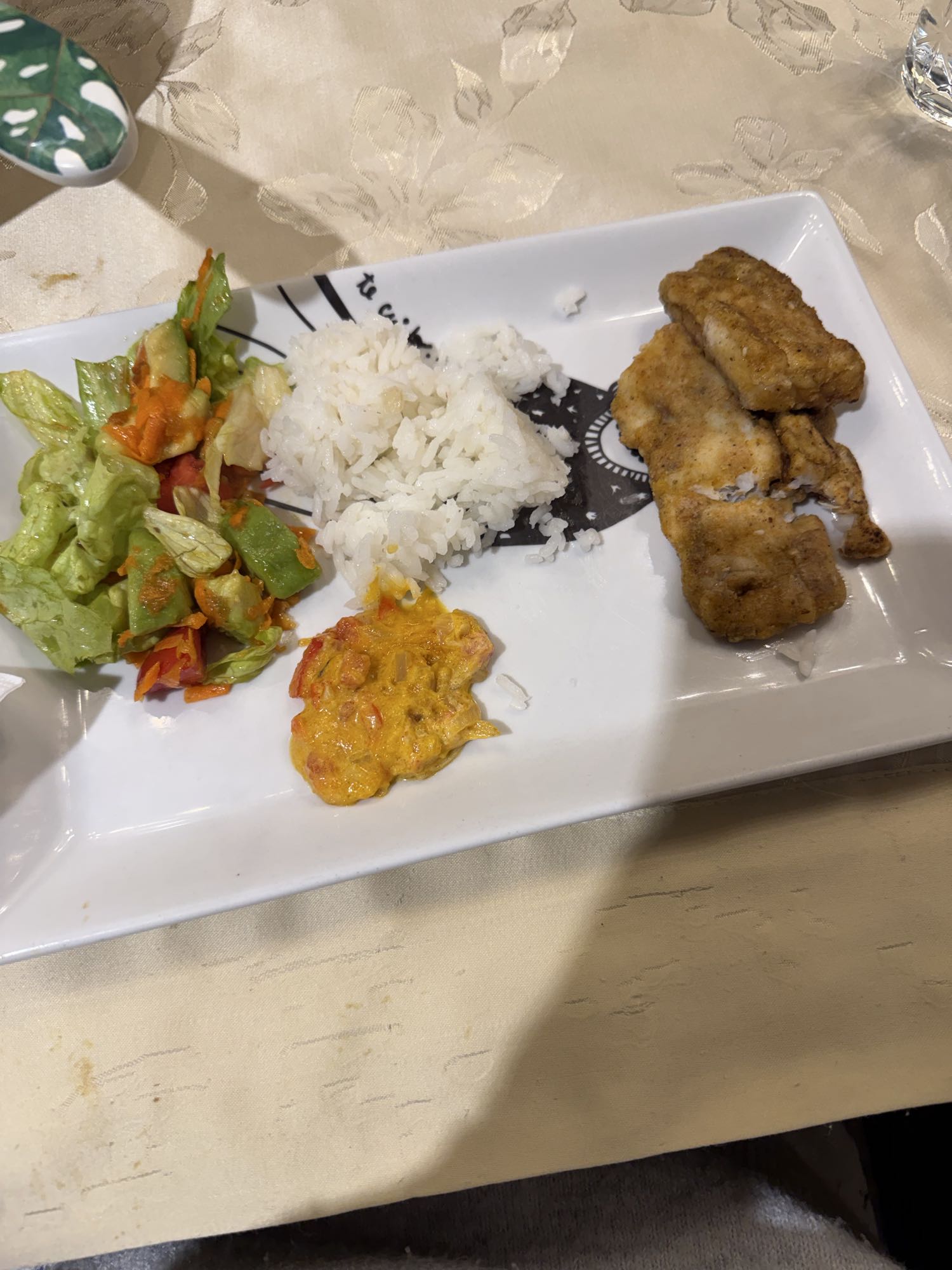 Pescado con arroz y calabaza