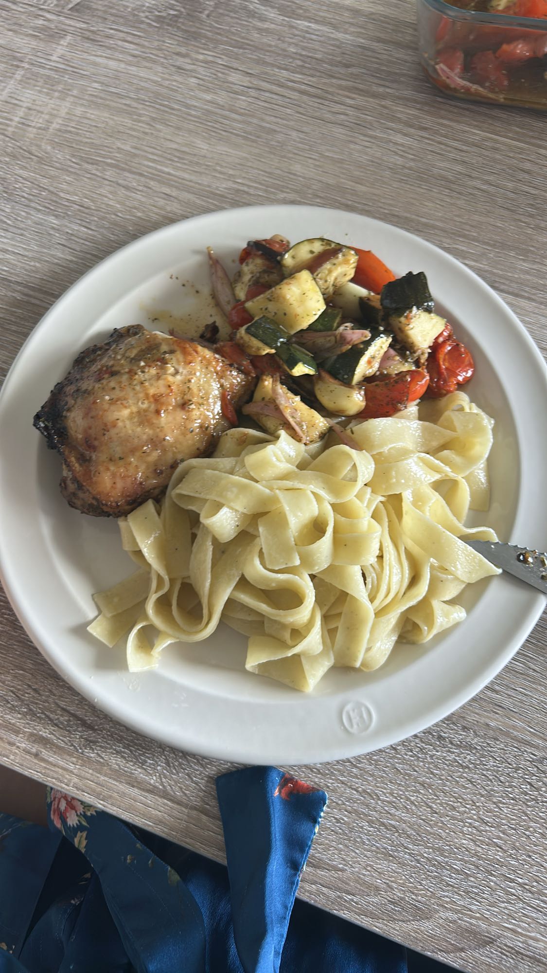 Poulet pâtes légumes