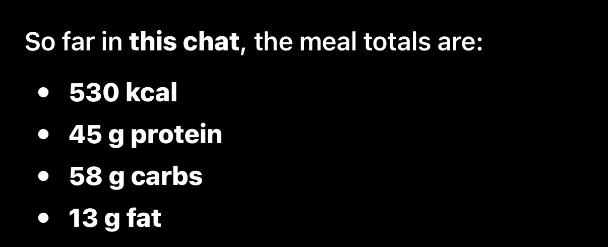 Meal Totals Summary