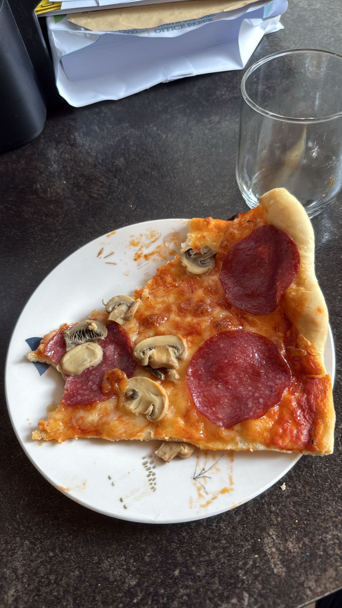 Salami-Pilz-Pizza