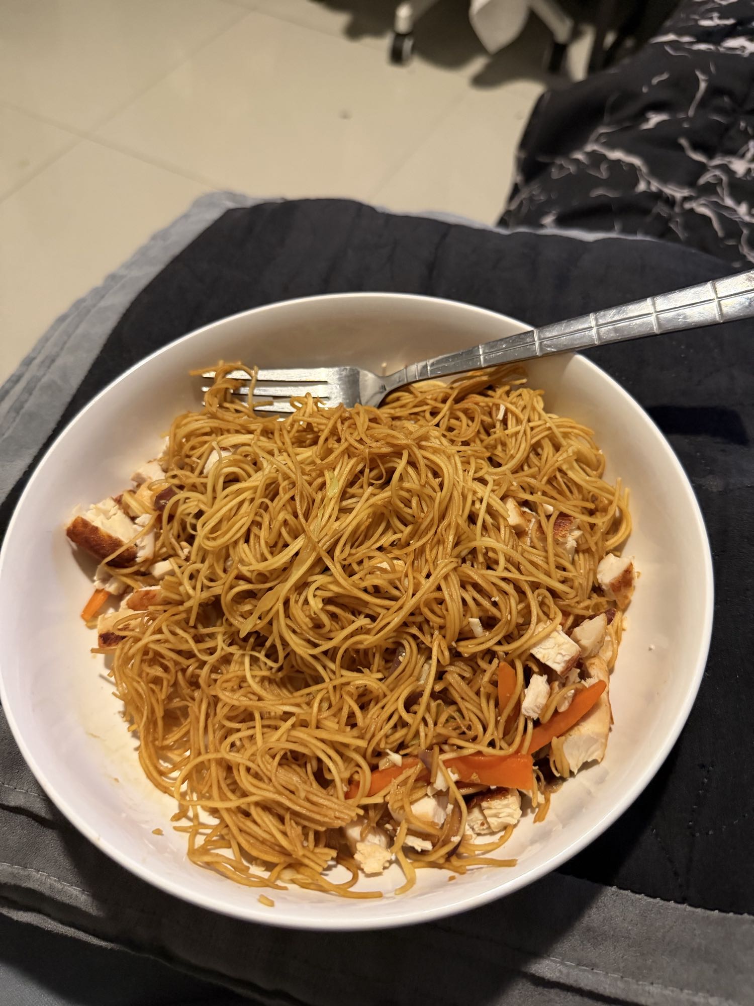 fideos con pollo
