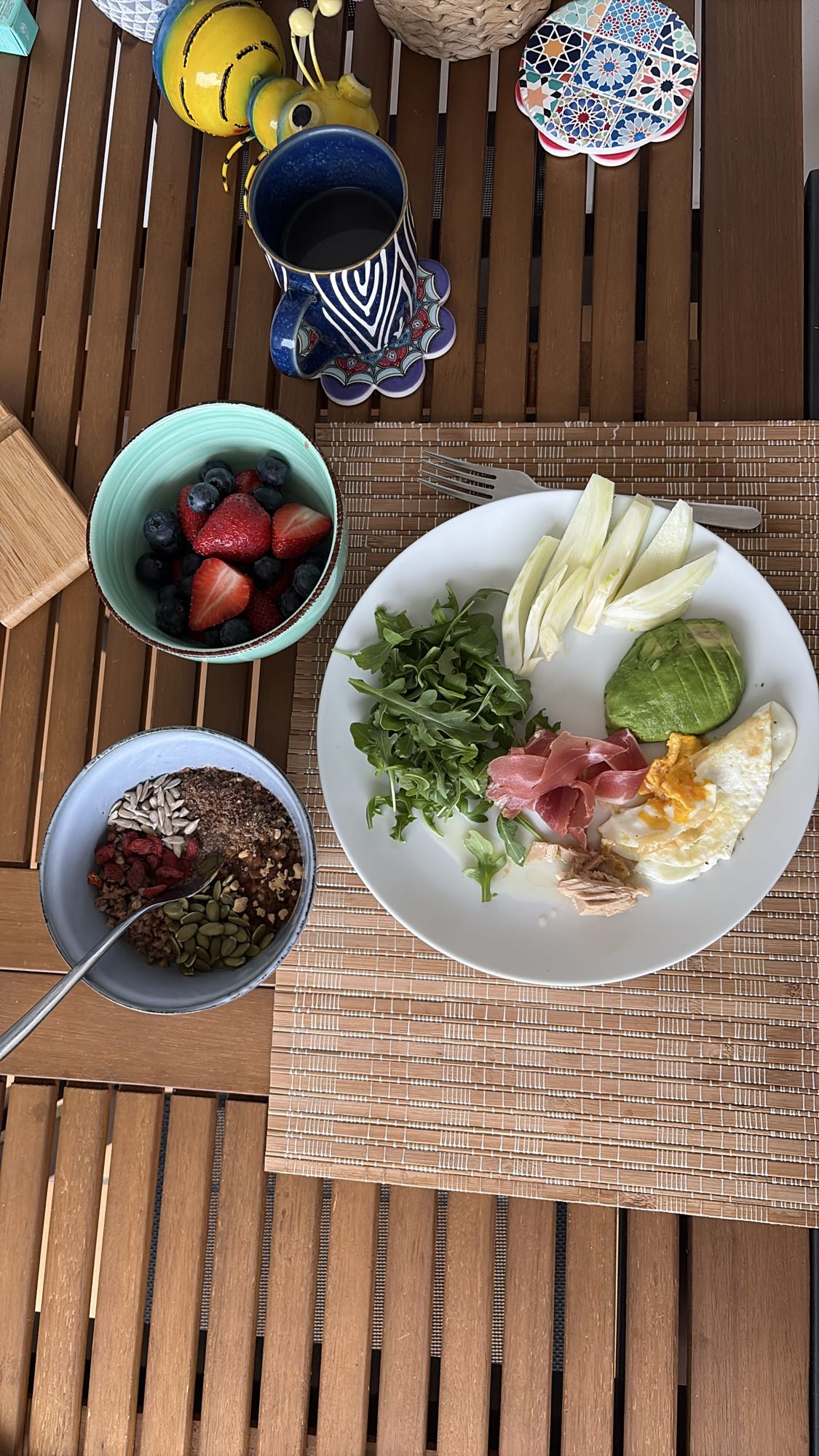 Mixed brunch plate with bone broth