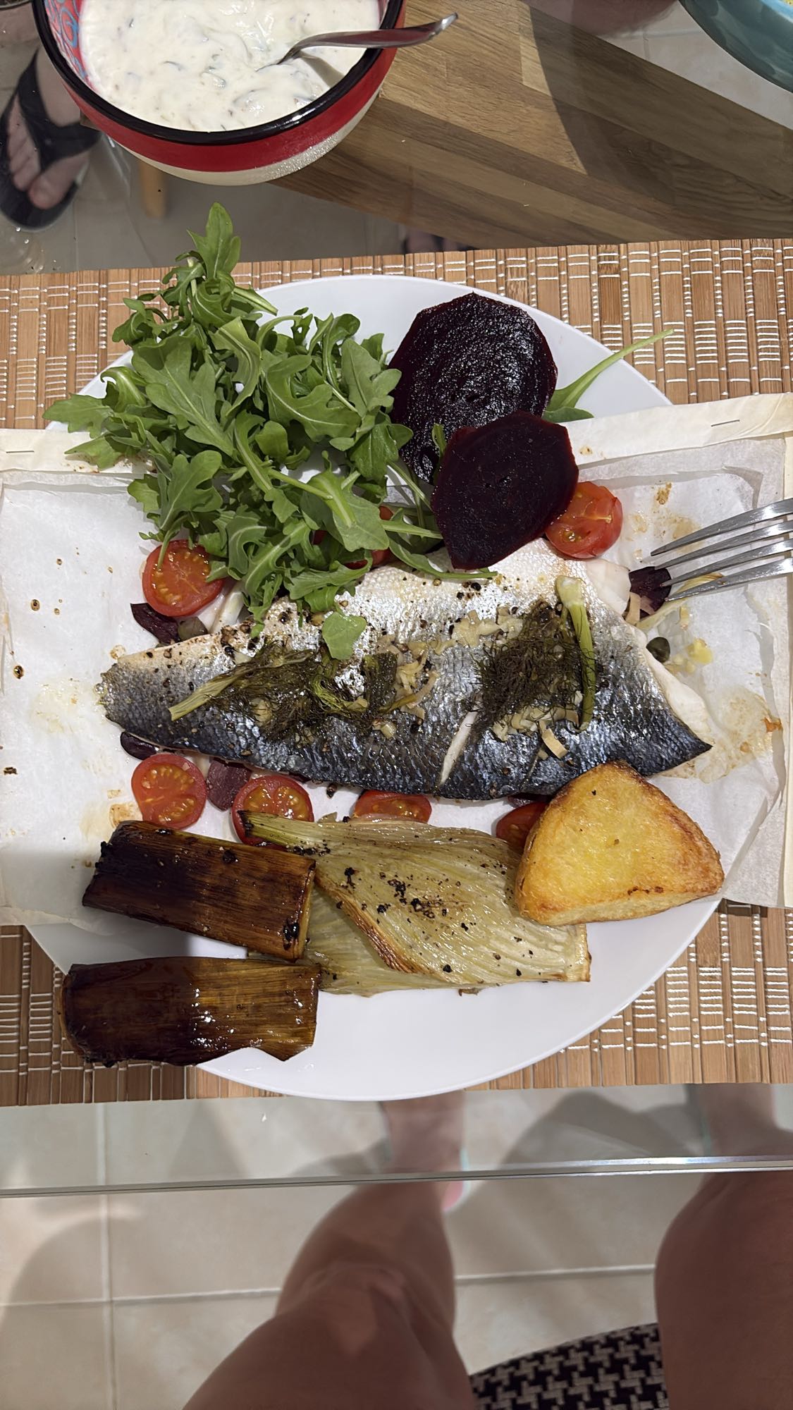 Baked Sea Bass Plate