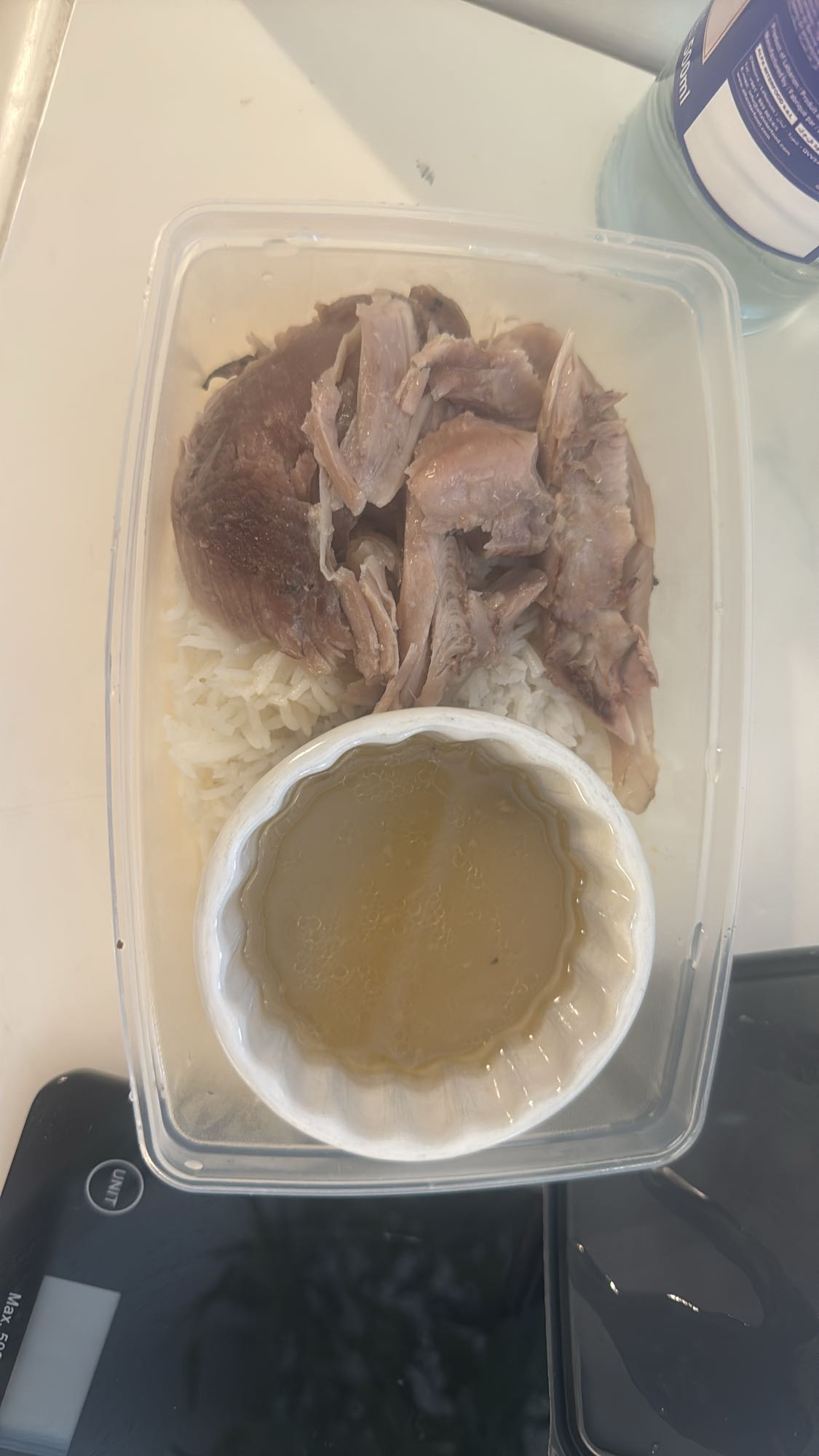 Ris med fläsk och buljong