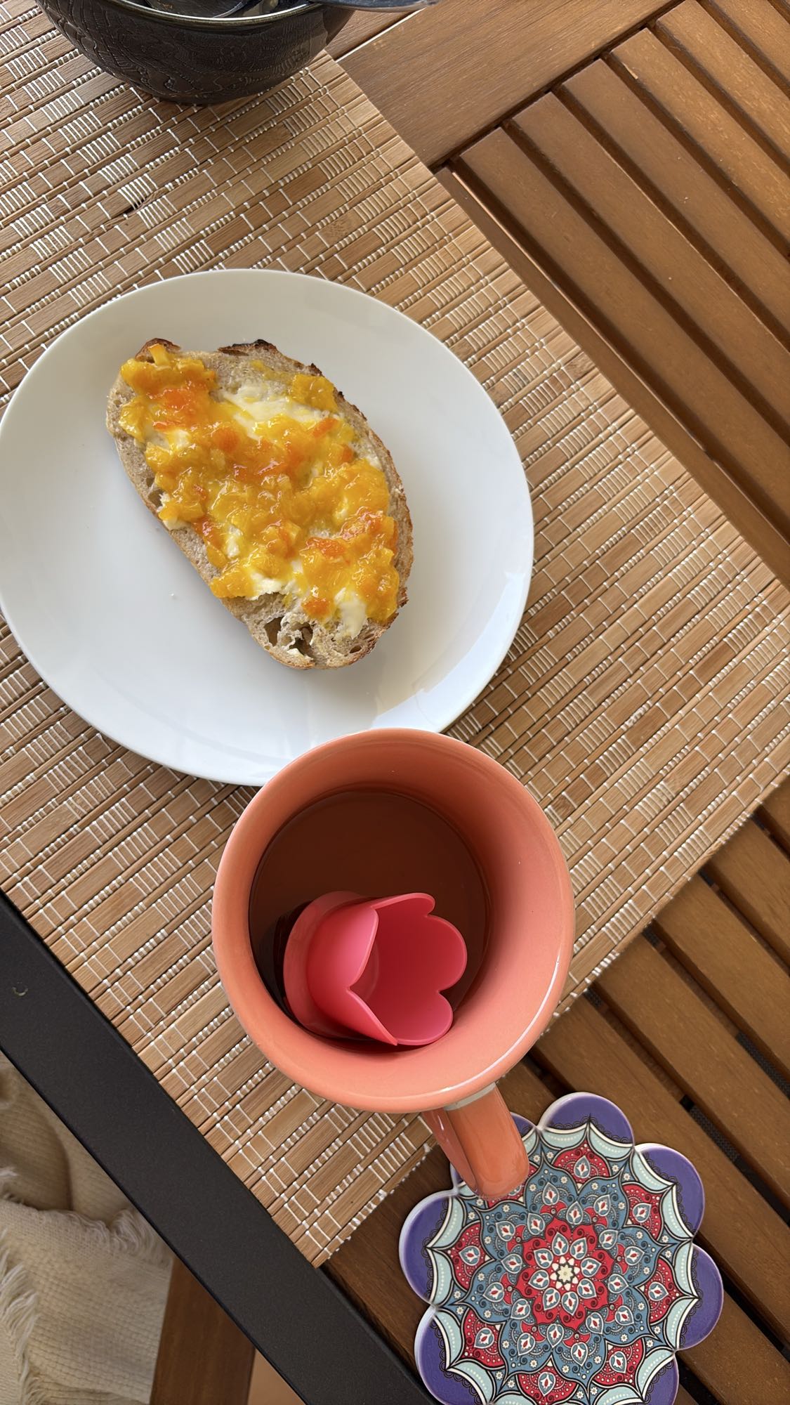 Toast with jam and tea
