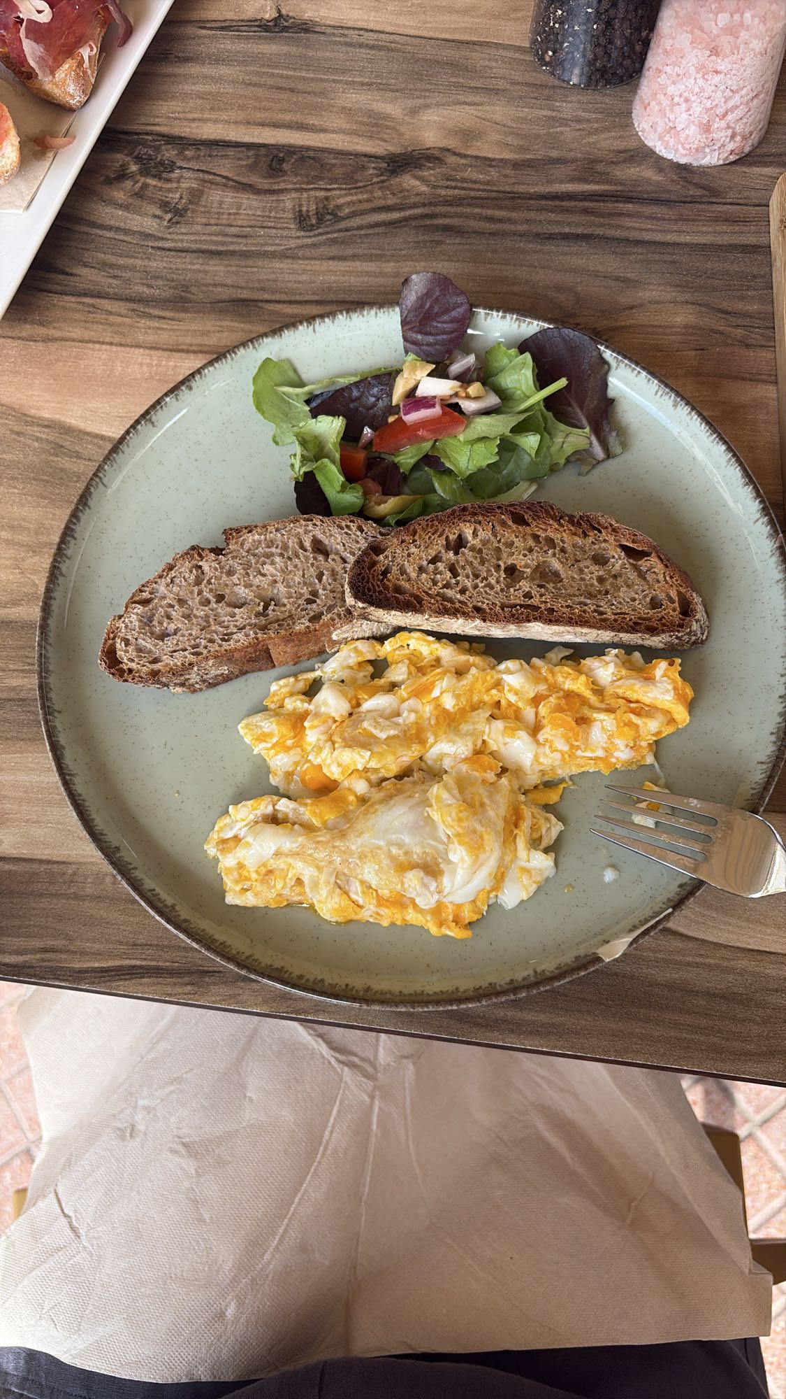 Scrambled Eggs and Bread