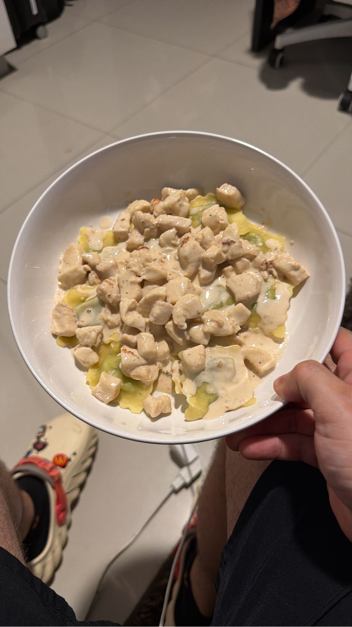 pasta con pollo y crema