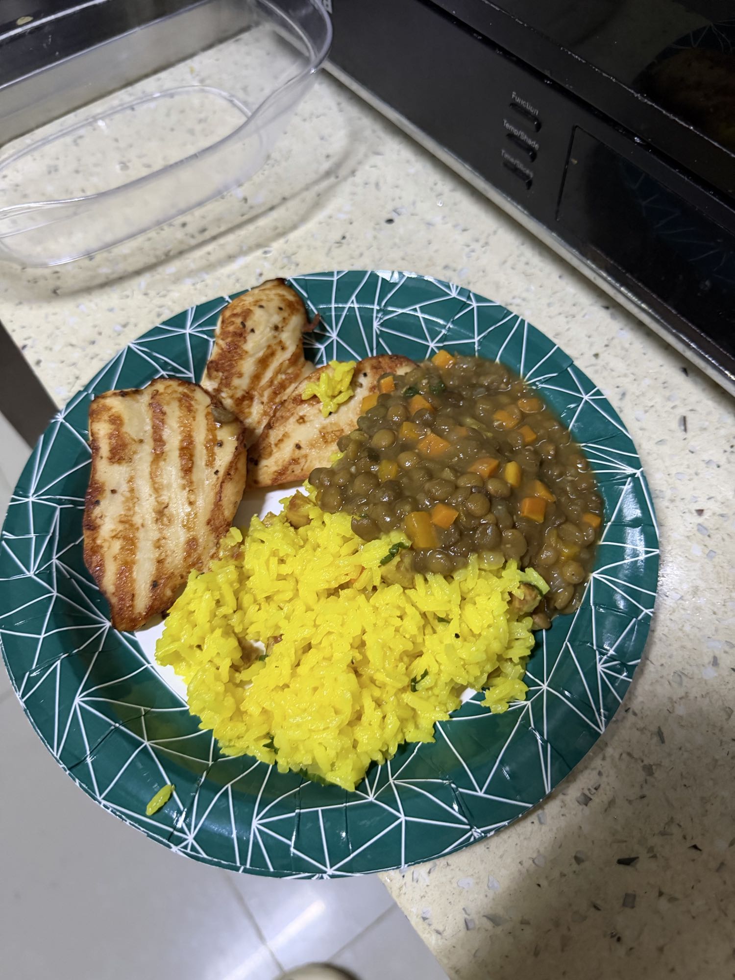 Pollo con arroz y lentejas