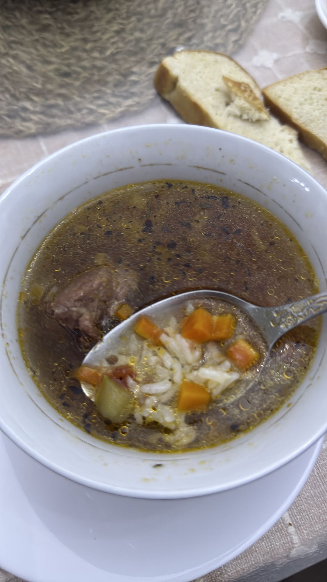 Суп с мясом и рисом