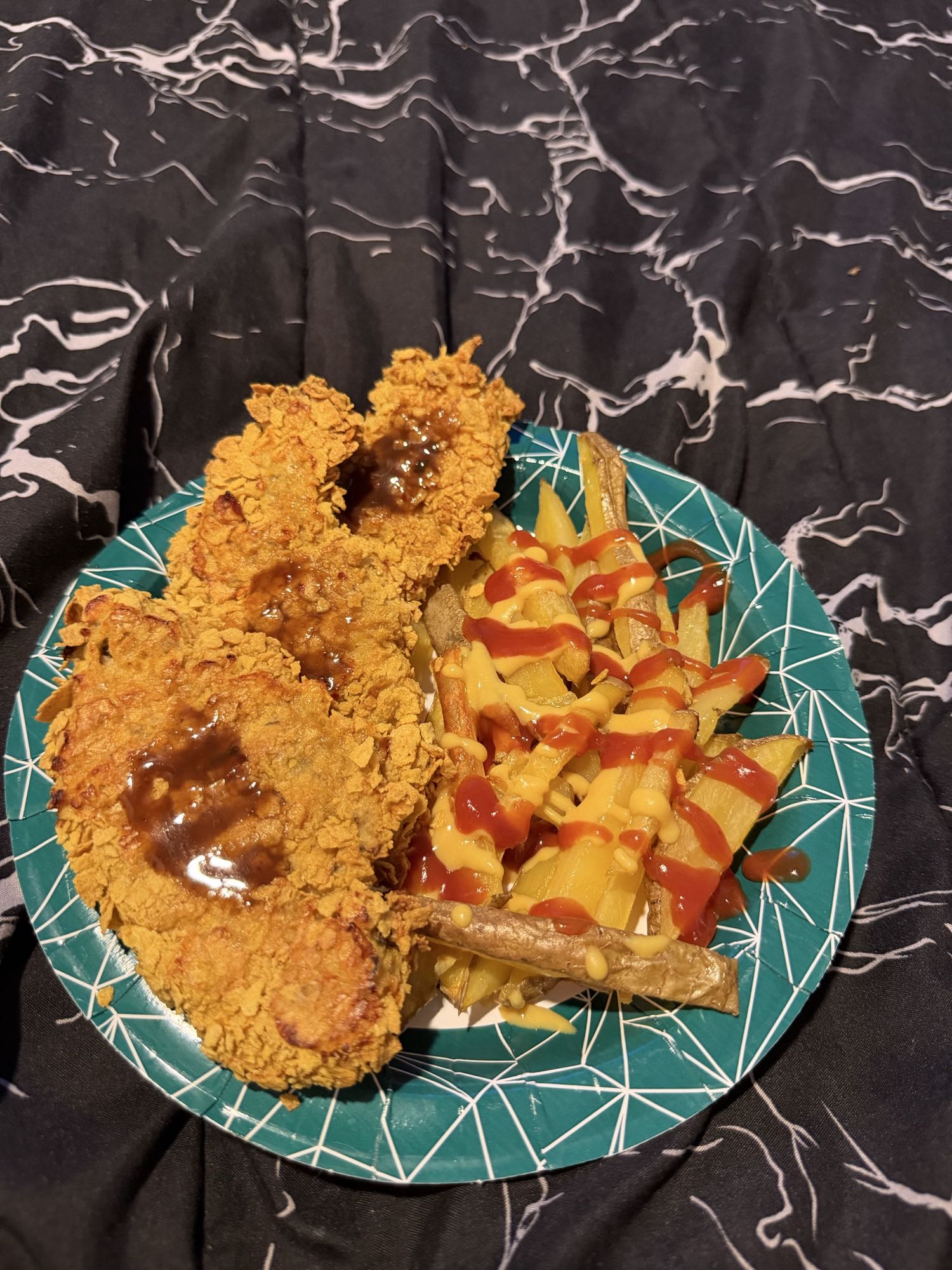pollo apanado con cornflakes en airfryer con papas asadas