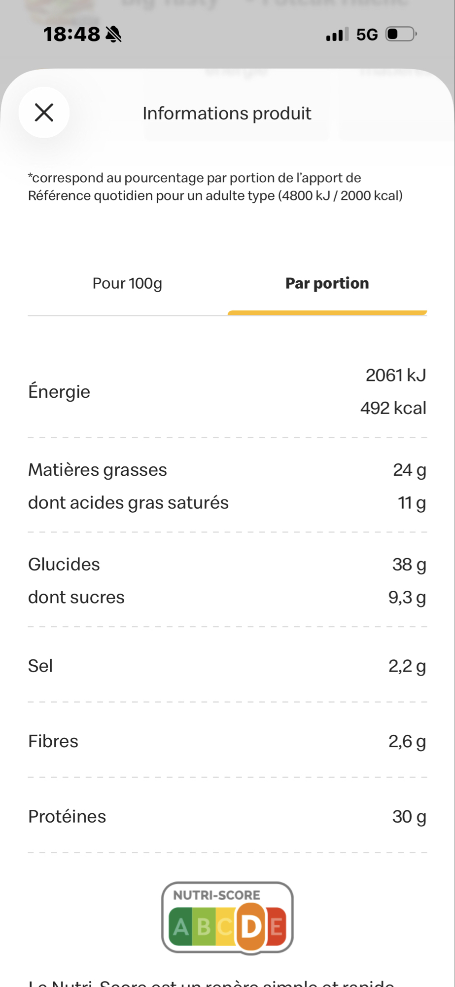 Plat préparé protéiné