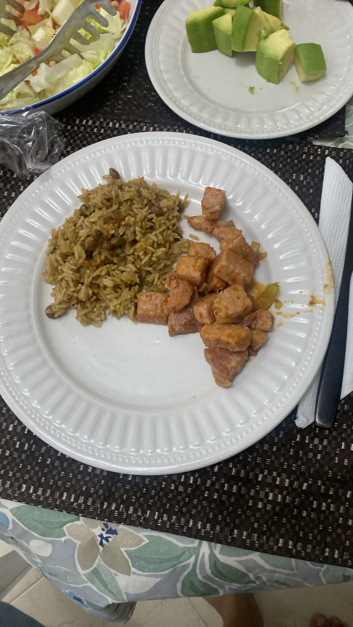 Moro de gandules con chuleta