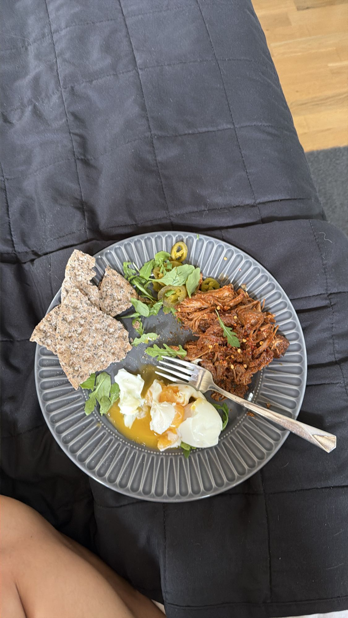 Pulled kött med ägg