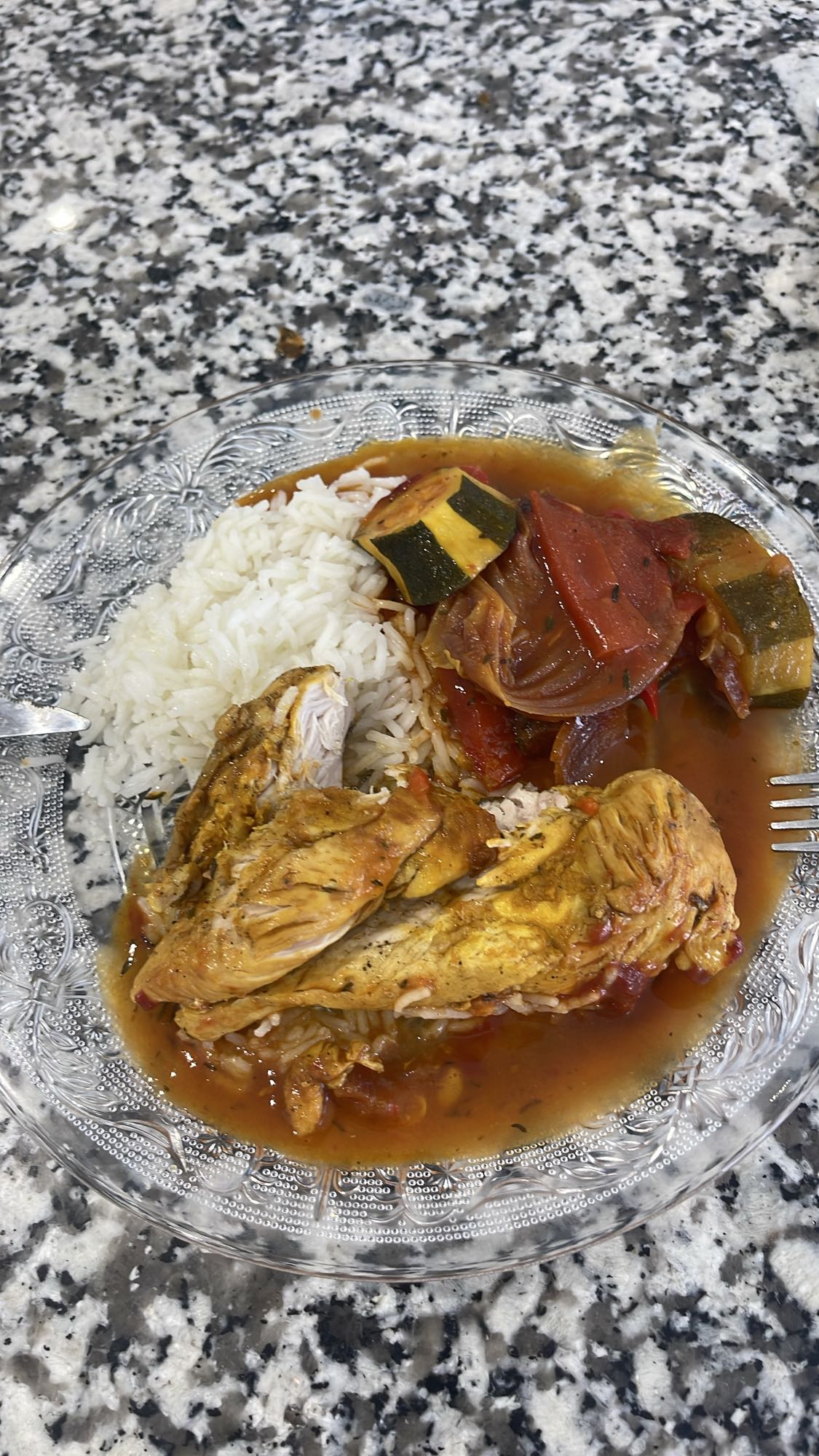 Poulet riz et légumes