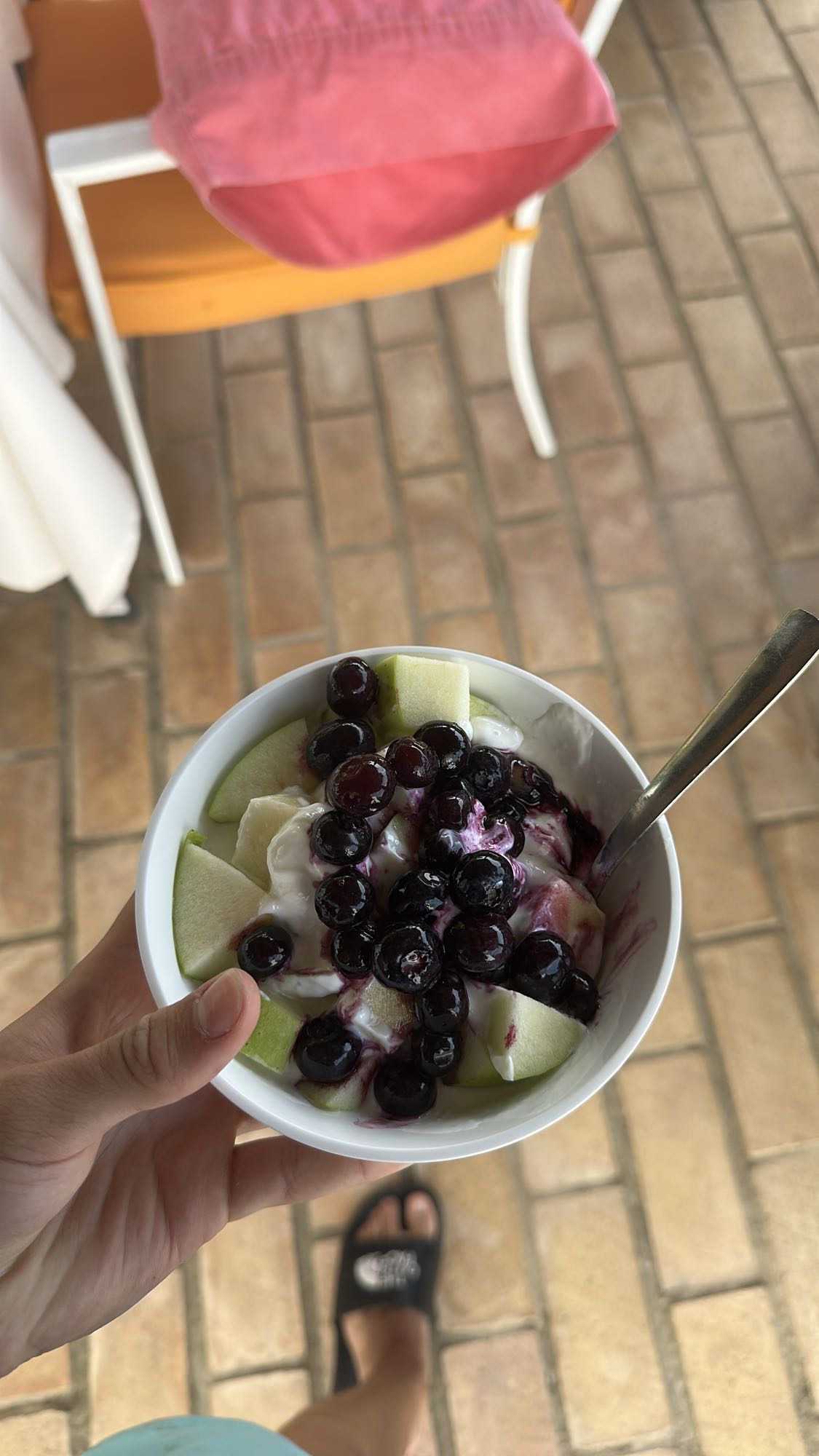 yogur con manzana y arándanos